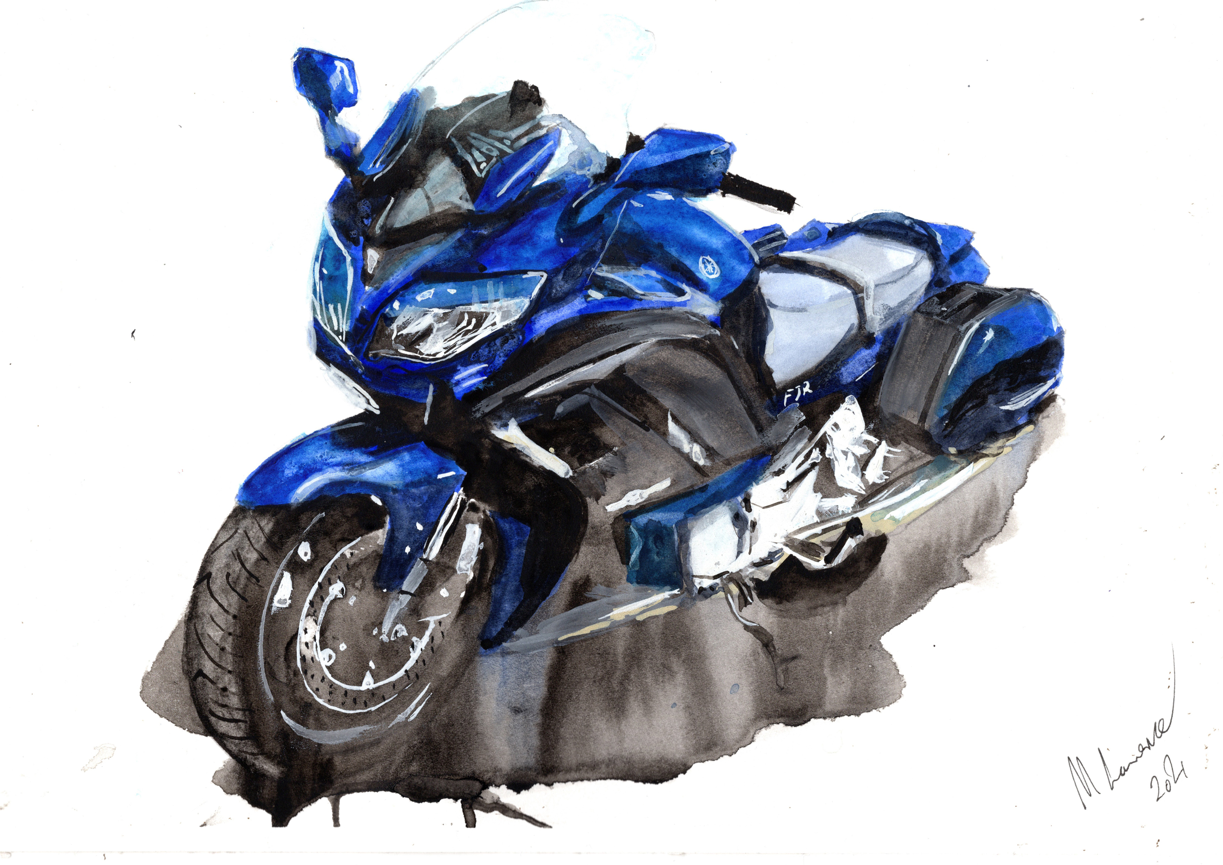 Yamaha FJR1300 Print. Yamaha FJR1300 Poster. Gifts For Him. Hand Painted Art. birthday gift