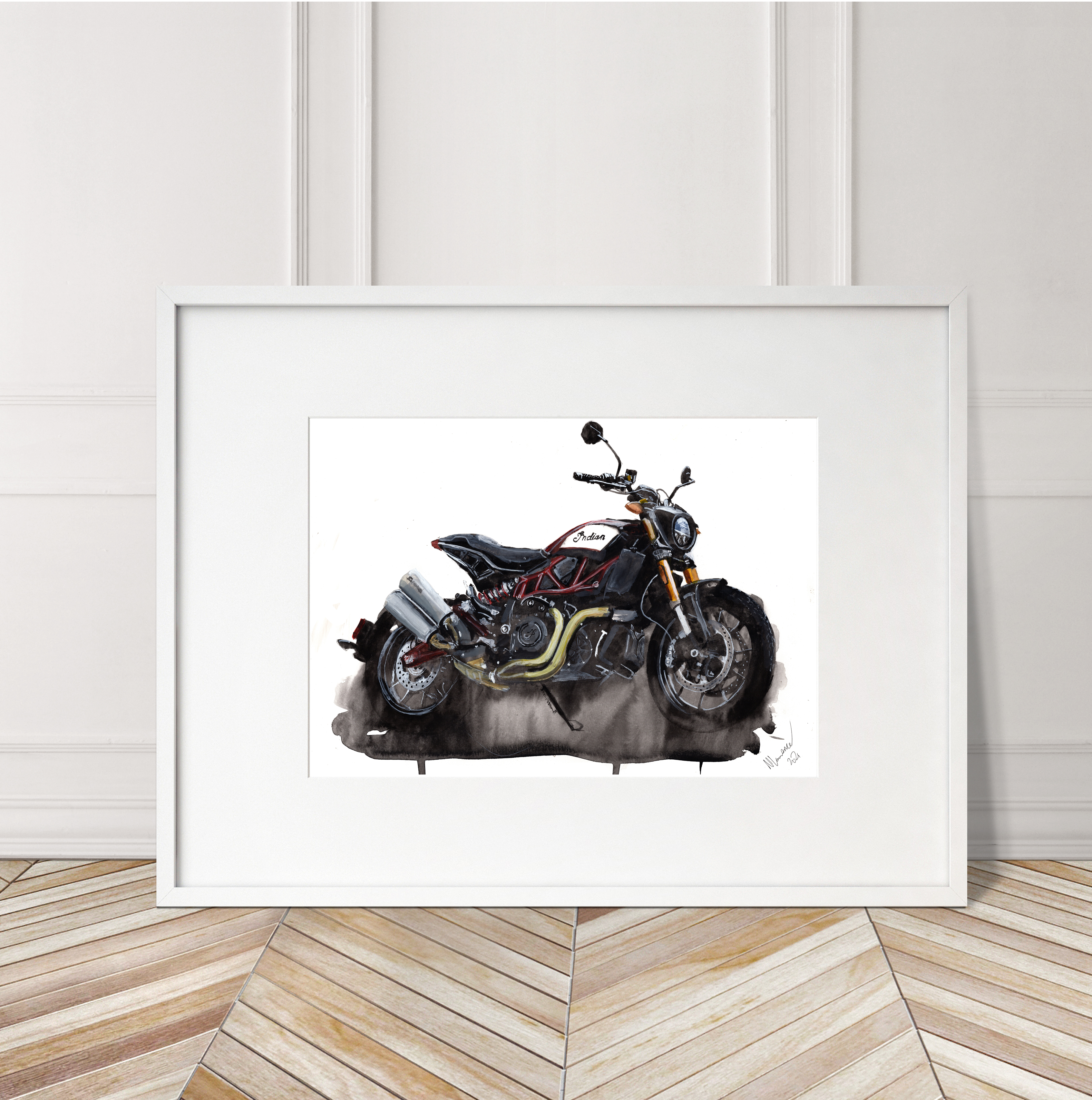 Indian FTR1200 Print. Indian FTR1200 Poster. Gifts For Him. Hand Painted Art. birthday gift