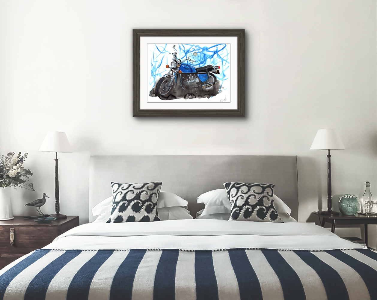 Honda Goldwing GL1000 Print. Goldwing Poster. Gifts For Him. Hand Painted Art. birthday gift