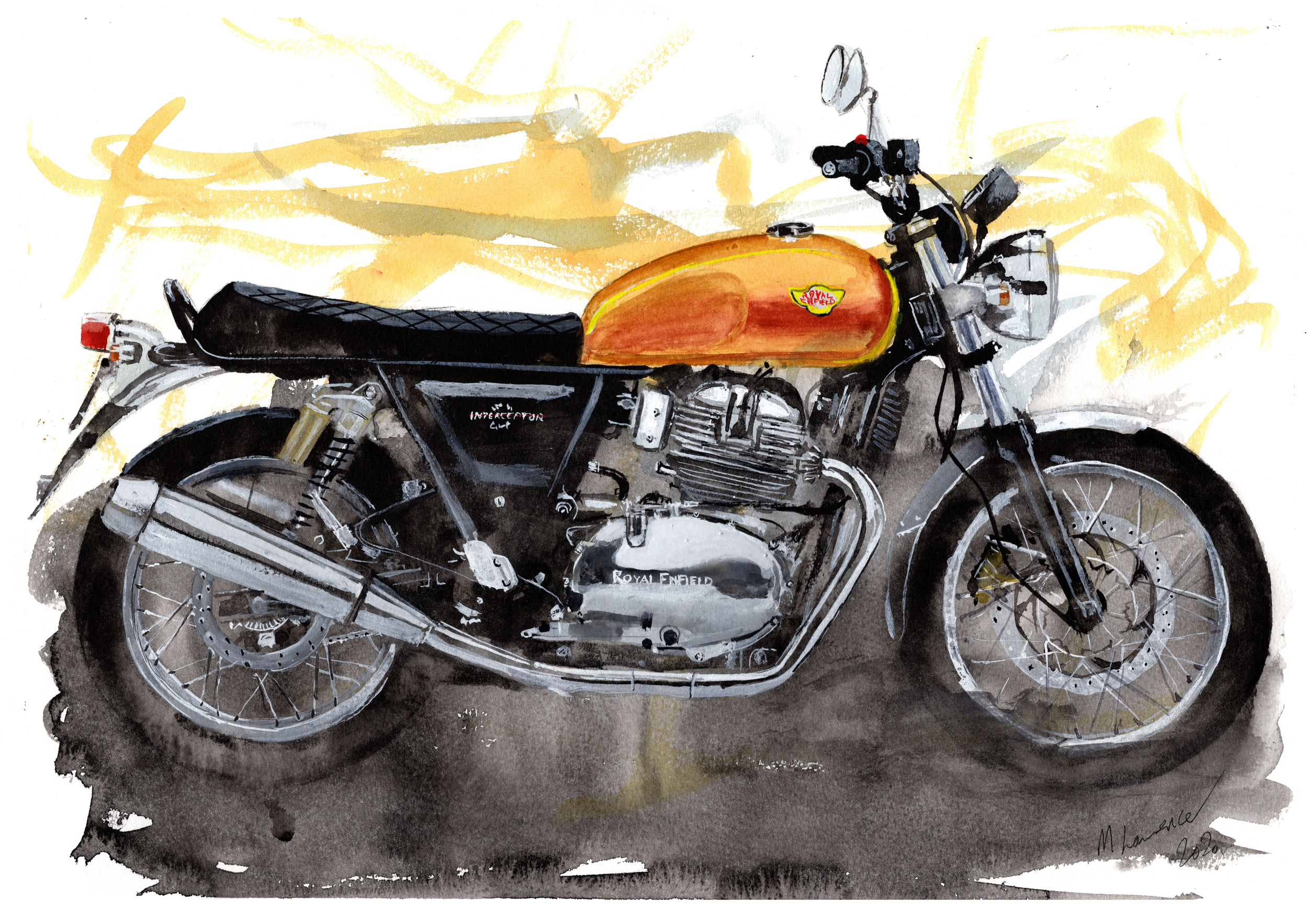 Royal Enfield Interceptor Print. Interceptor Poster. Gifts For Him. Hand Painted Art. birthday gift