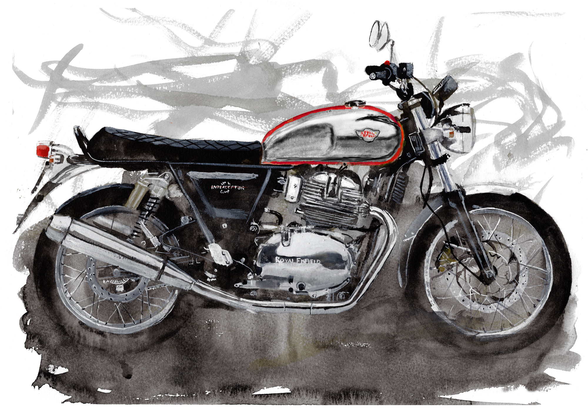 Royal Enfield Interceptor Print. Interceptor Poster. Gifts For Him. Hand Painted Art. birthday gift