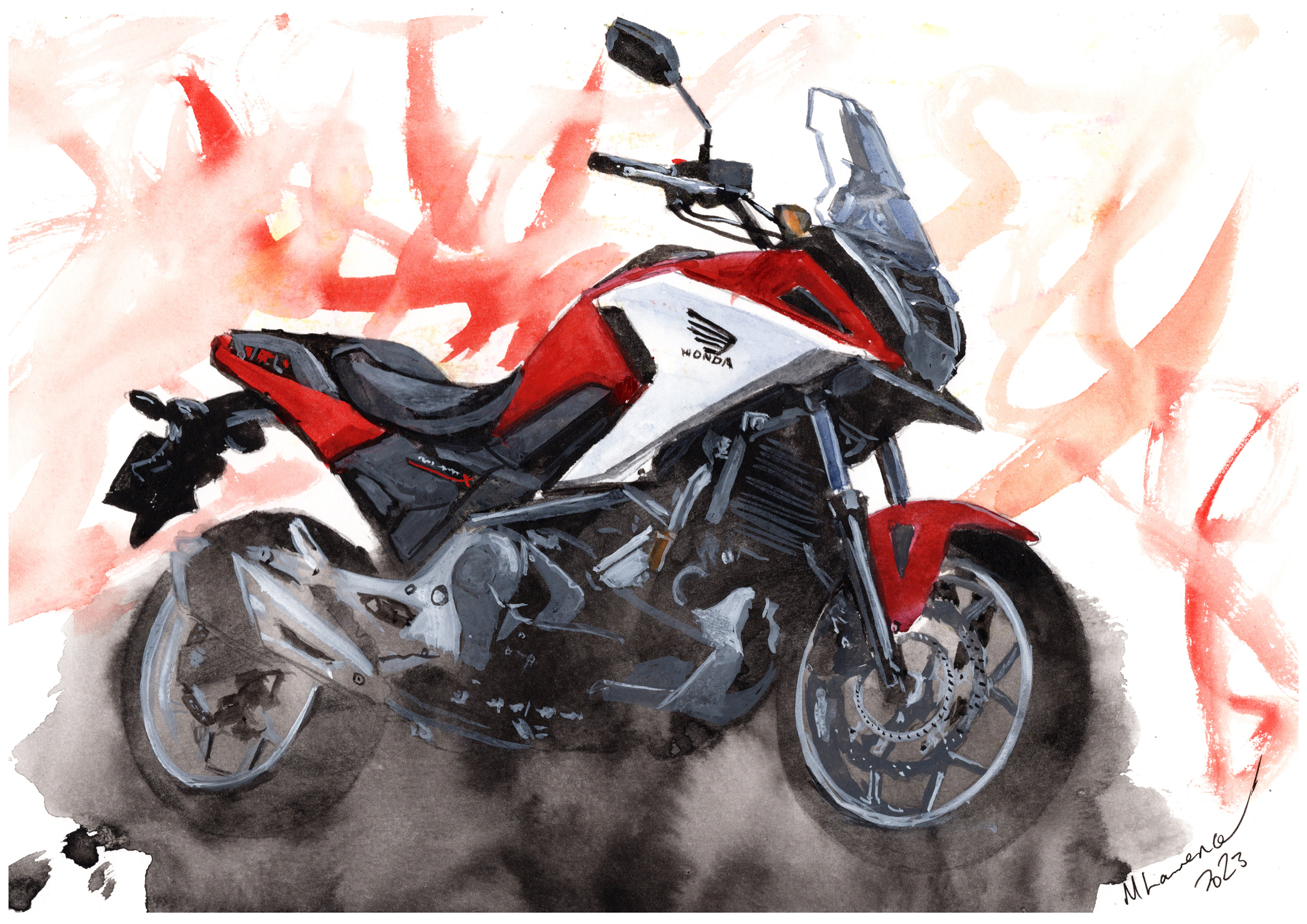 Honda NC750x Print. Honda NC750x Poster. Gifts For Him. Hand Painted Art. birthday gift