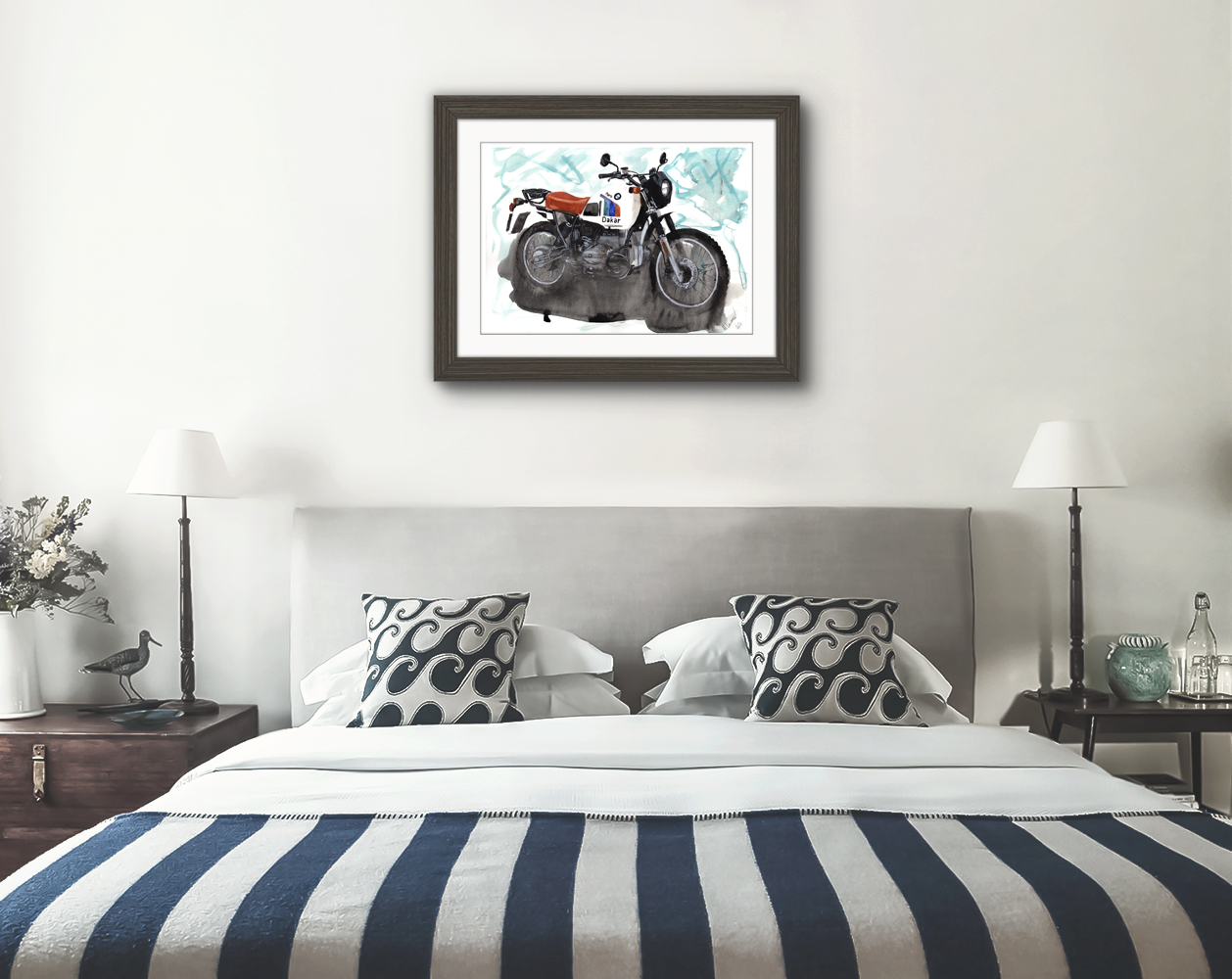 BMW R80Gs Print. BMW R80Gs Poster. Gifts For Him. Hand Painted Art. birthday gift