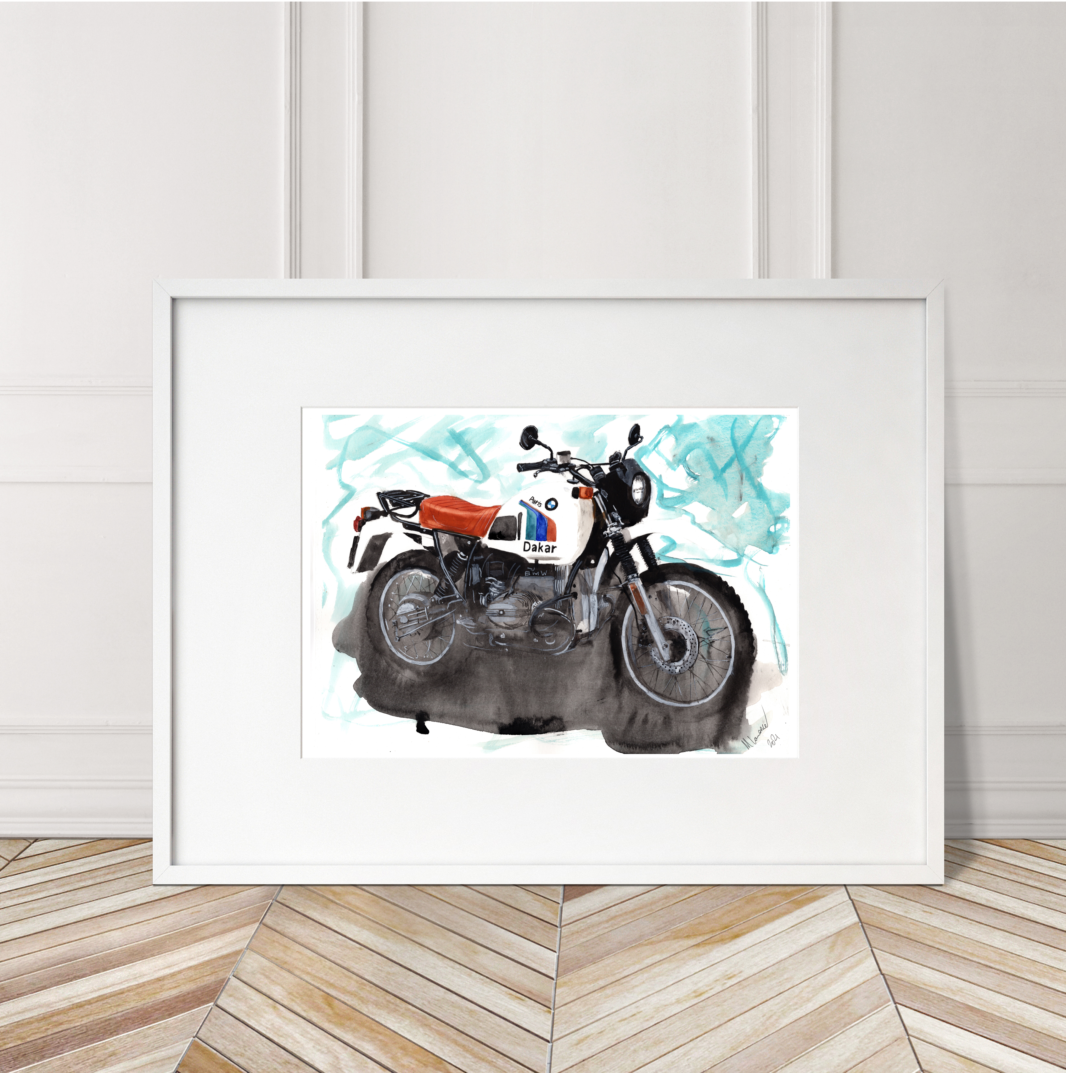 BMW R80Gs Print. BMW R80Gs Poster. Gifts For Him. Hand Painted Art. birthday gift