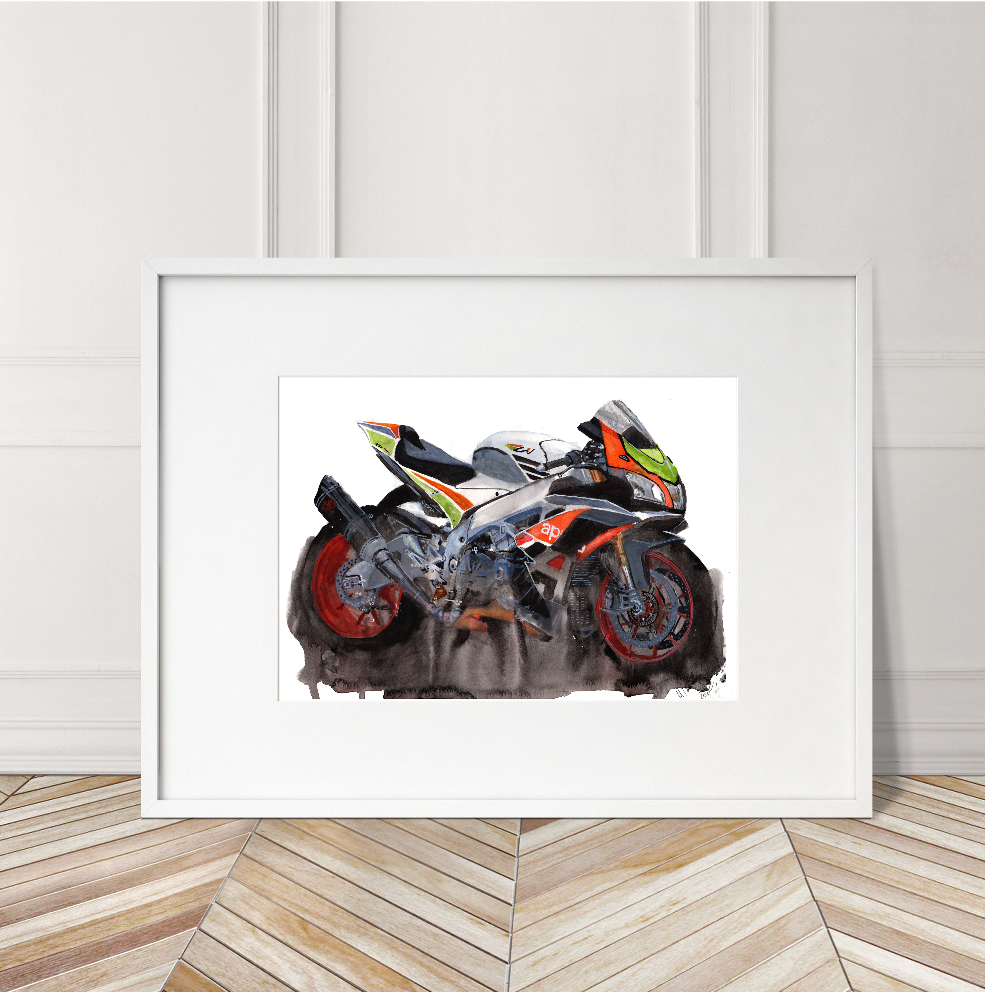 Aprilia RSV4 Print. Aprilia RSV4 Poster. Gifts For Him. Hand Painted Art. birthday gift