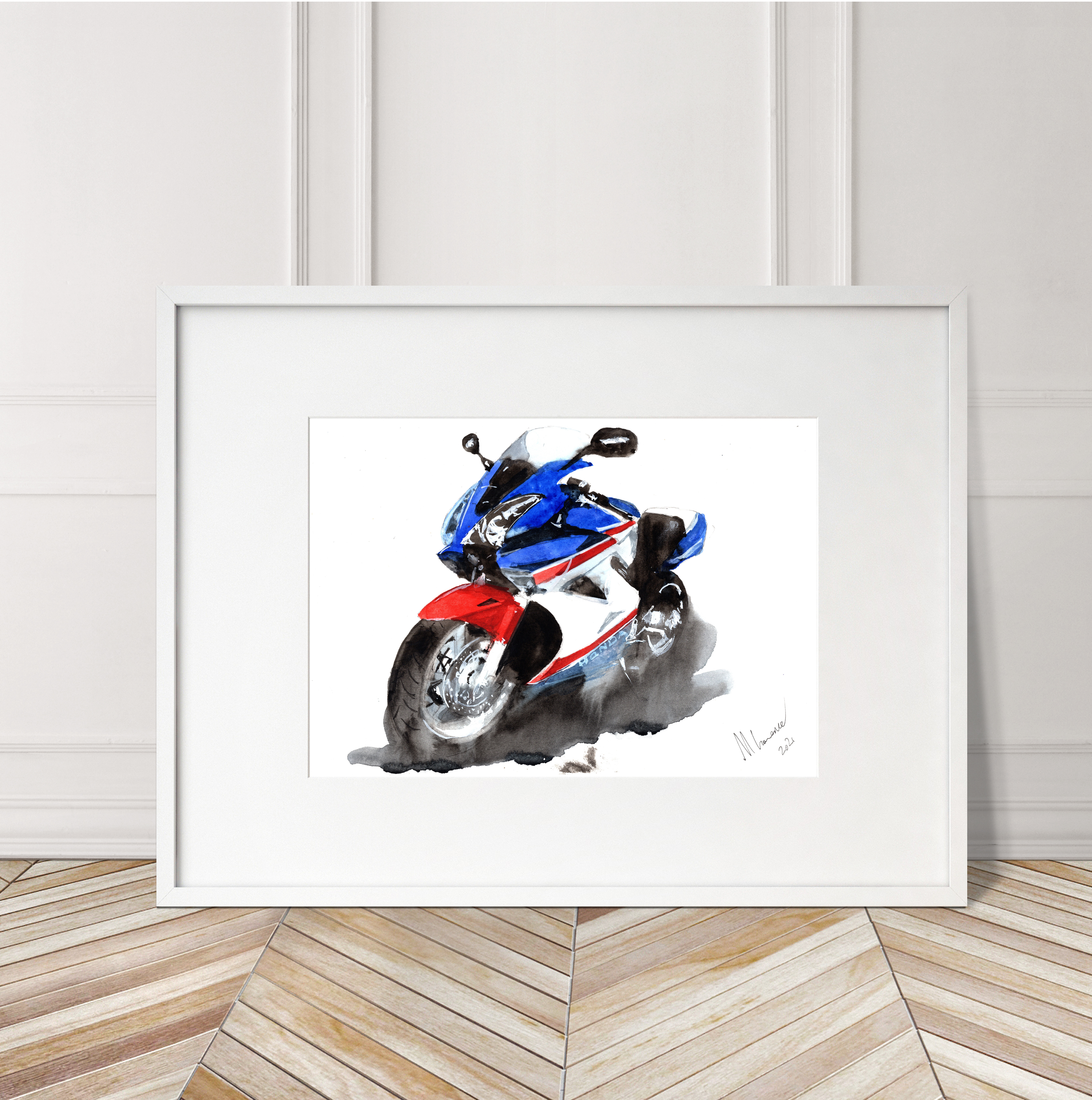 Honda VFR800 Print. Honda VFR800 Poster. Gifts For Him. Hand Painted Art. birthday gift