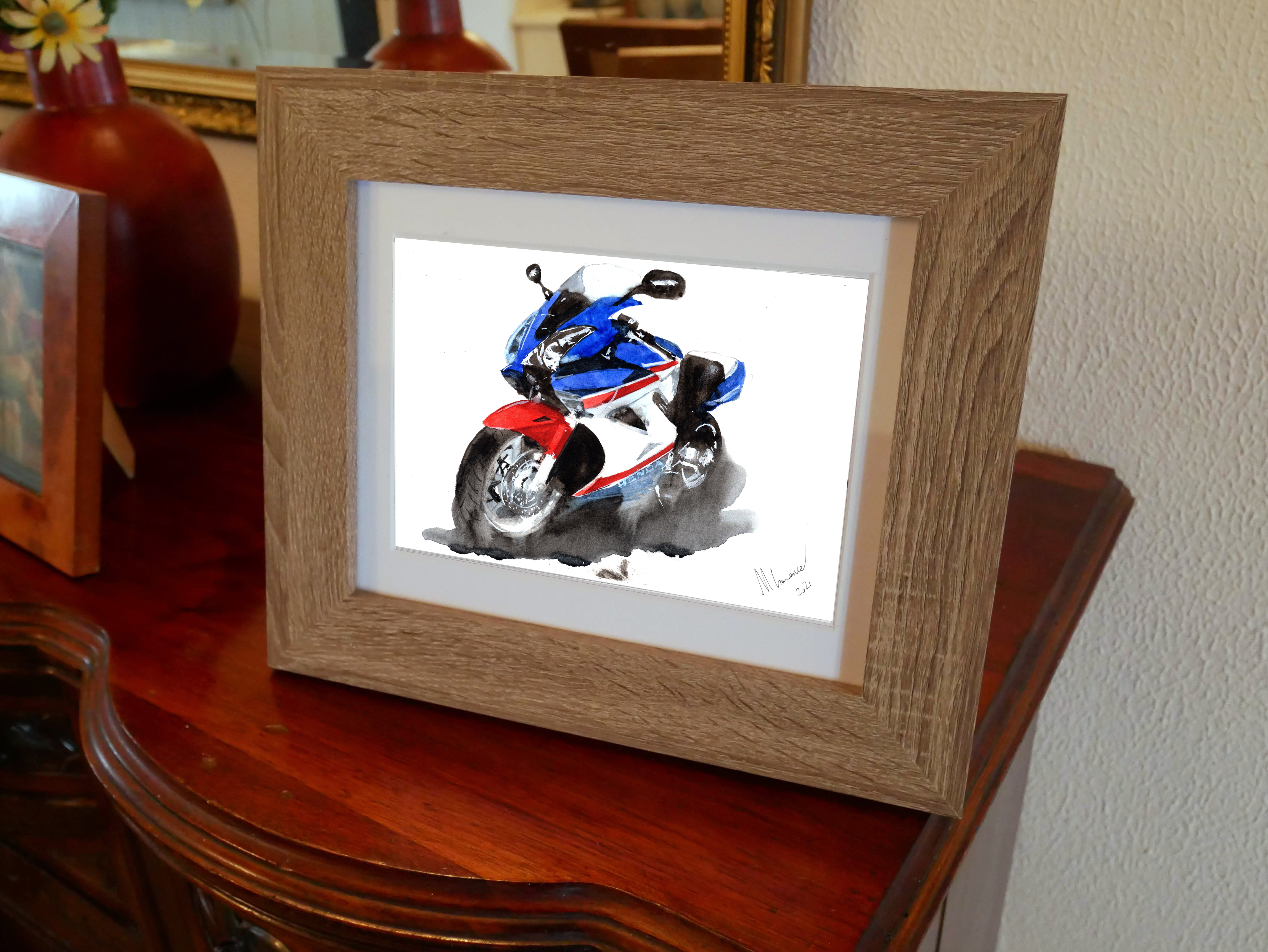 Honda VFR800 Print. Honda VFR800 Poster. Gifts For Him. Hand Painted Art. birthday gift