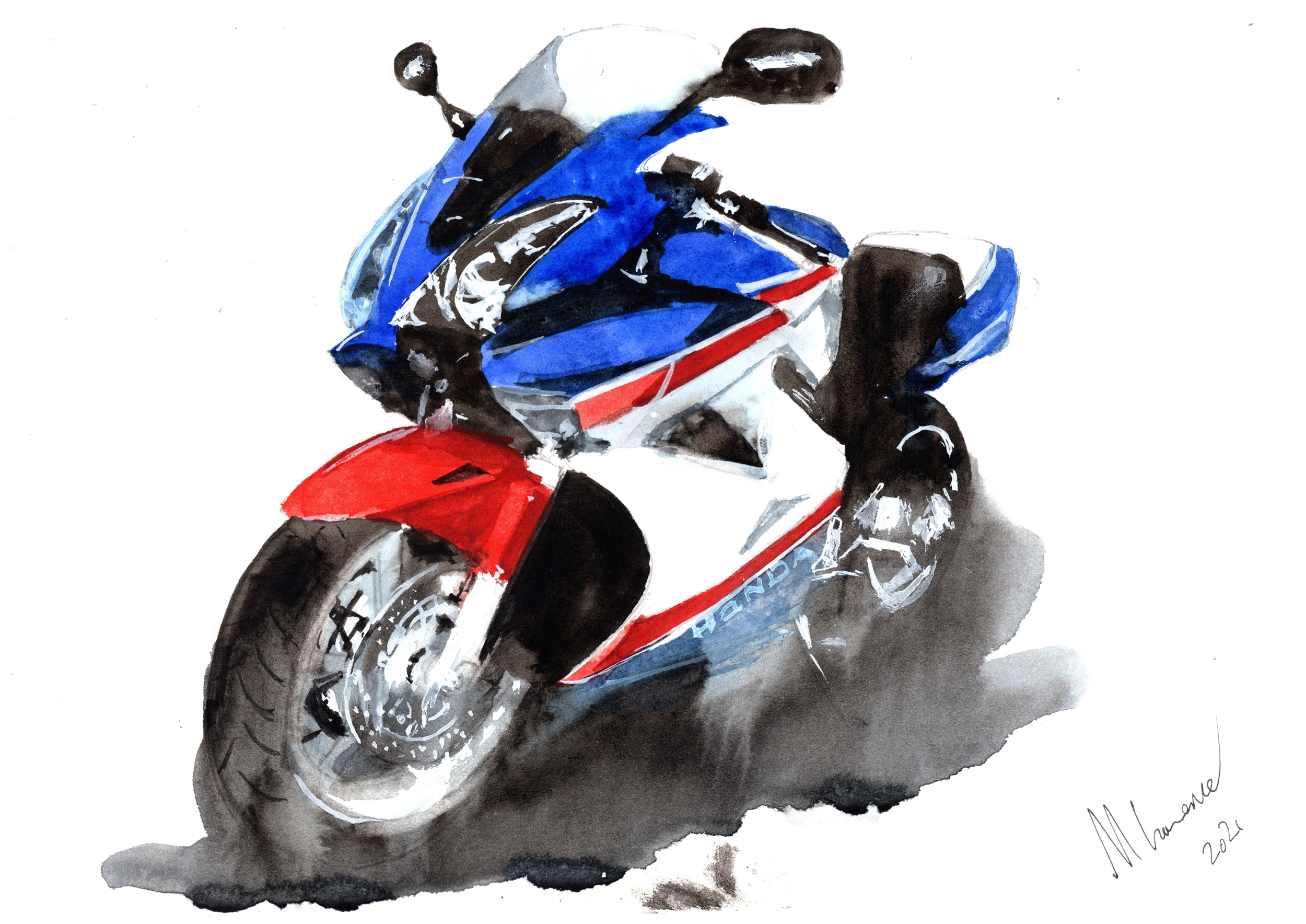 Honda VFR800 Print. Honda VFR800 Poster. Gifts For Him. Hand Painted Art. birthday gift