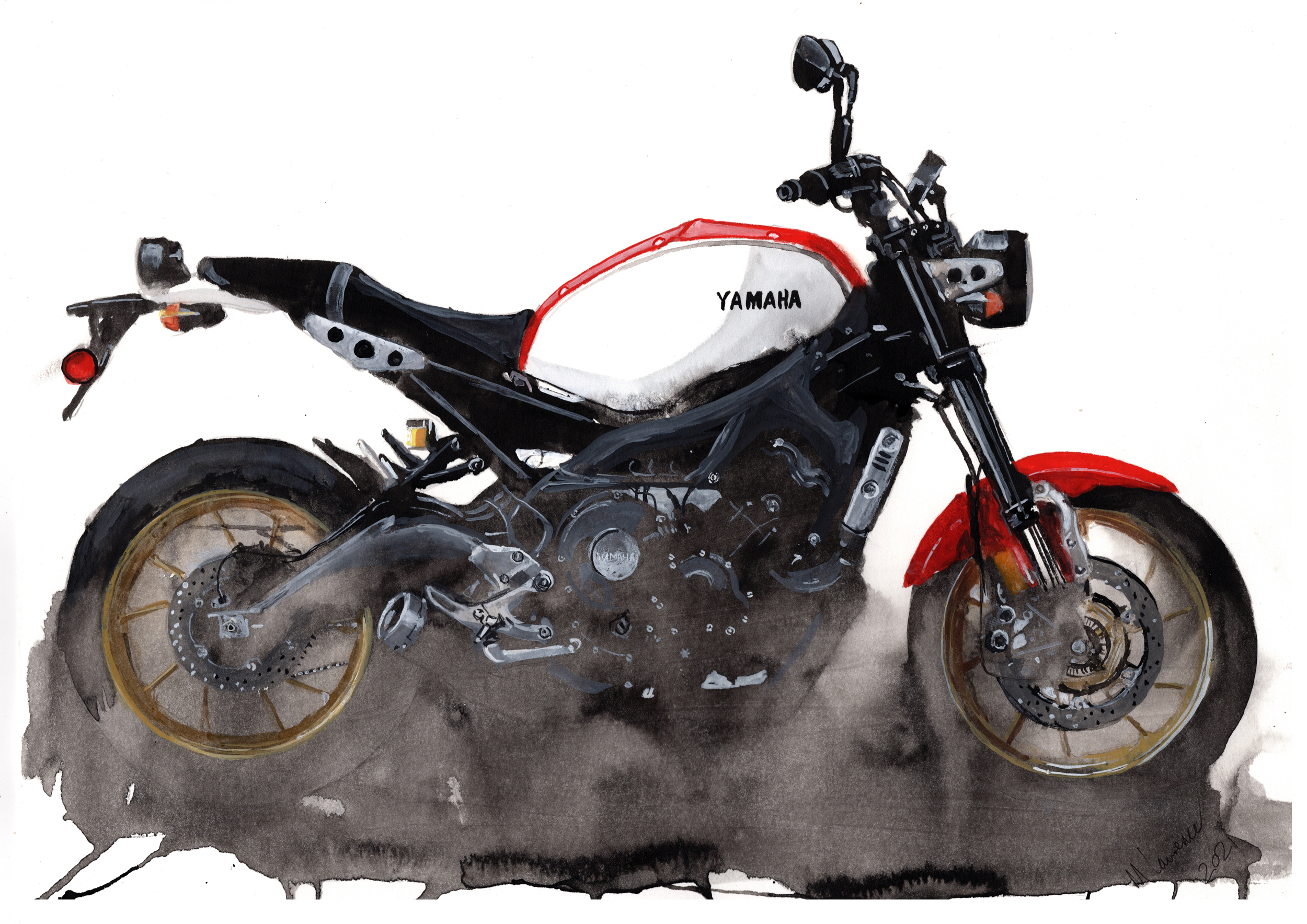 Yamaha XSR900 Print. Yamaha XSR900 Poster. Gifts For Him. Hand Painted Art. birthday gift