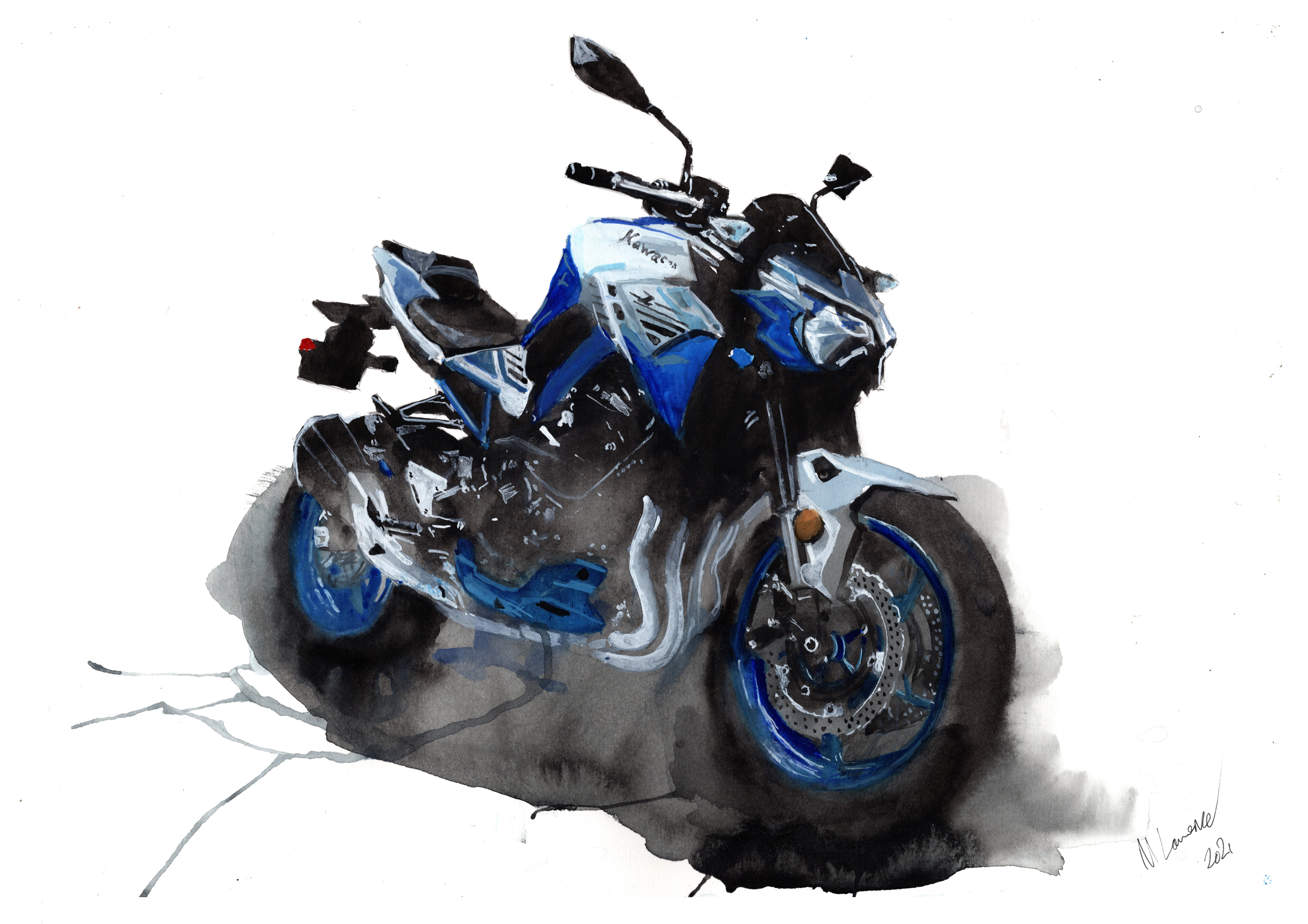 Kawasaki Z900 Print. Kawasaki Z900 Poster. Gifts For Him. Hand Painted Art. birthday gift