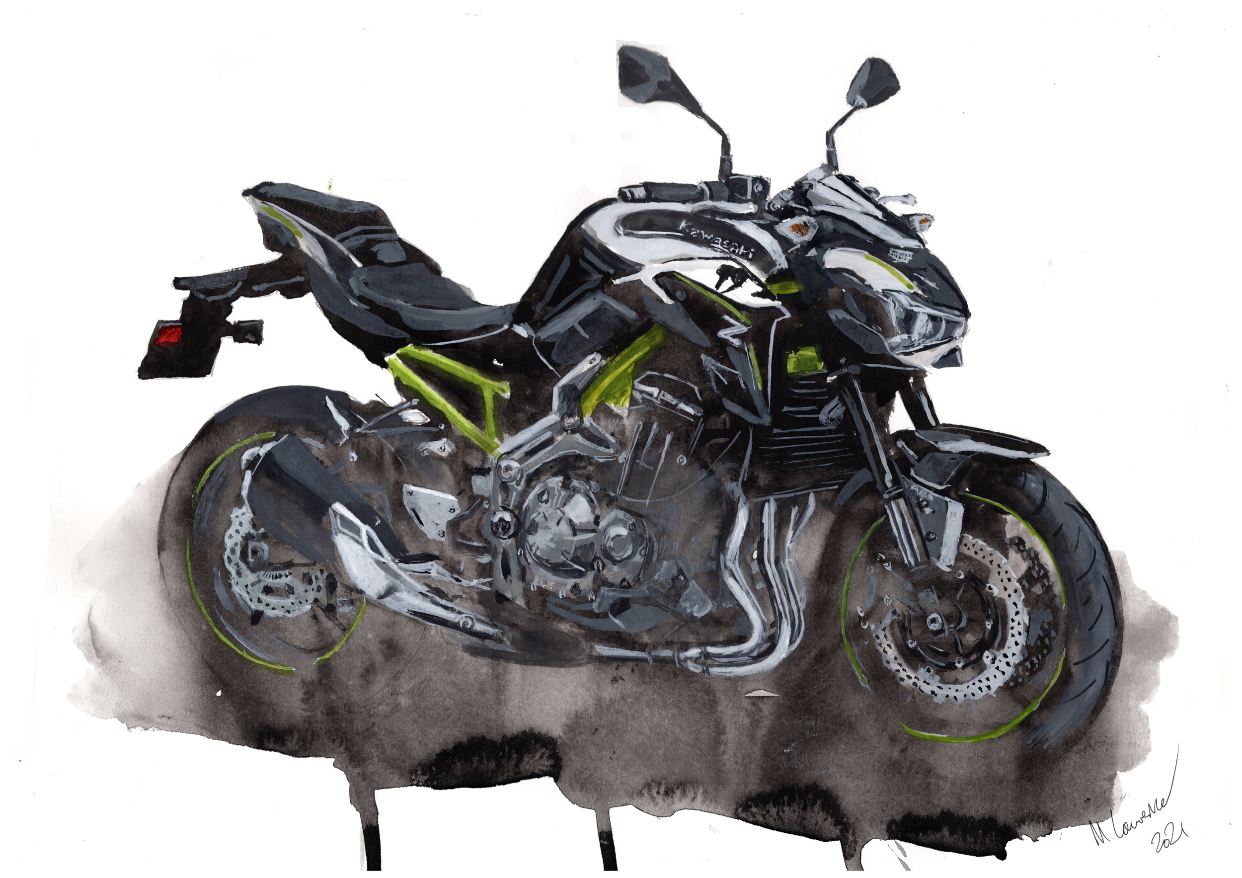 Kawasaki Z900 Print. Kawasaki Z900 Poster. Gifts For Him. Hand Painted Art. birthday gift