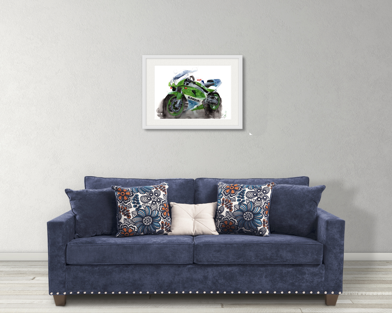 Kawasaki Ninja ZX7R Print. Kawasaki Ninja ZX7R Poster. Gifts For Him. Hand Painted Art. birthday gift