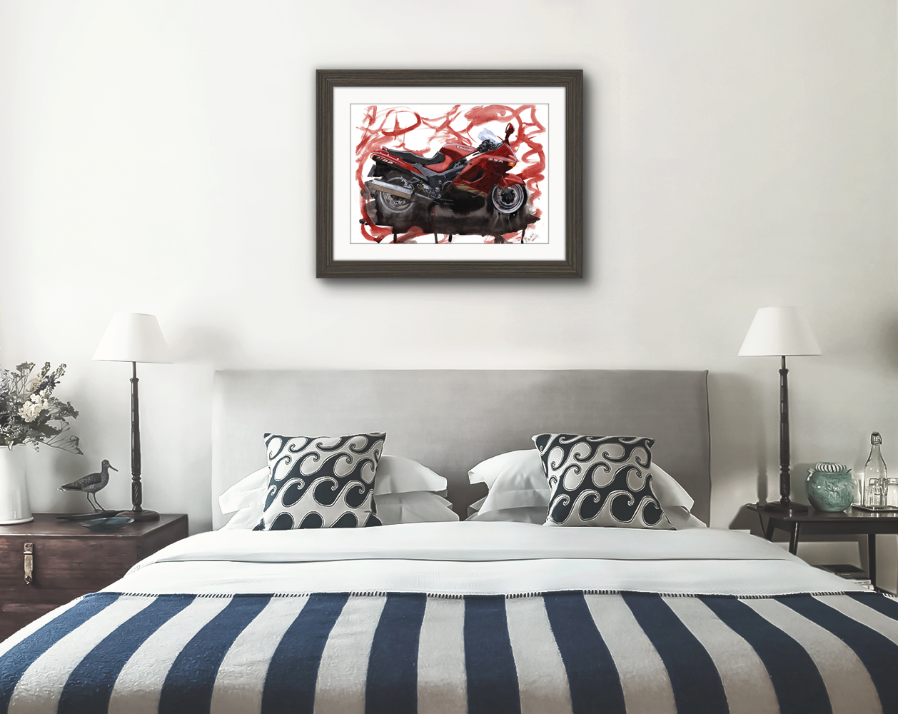 Kawasaki ZZR Print. Kawasaki ZZR Poster. Gifts For Him. Hand Painted Art. birthday gift