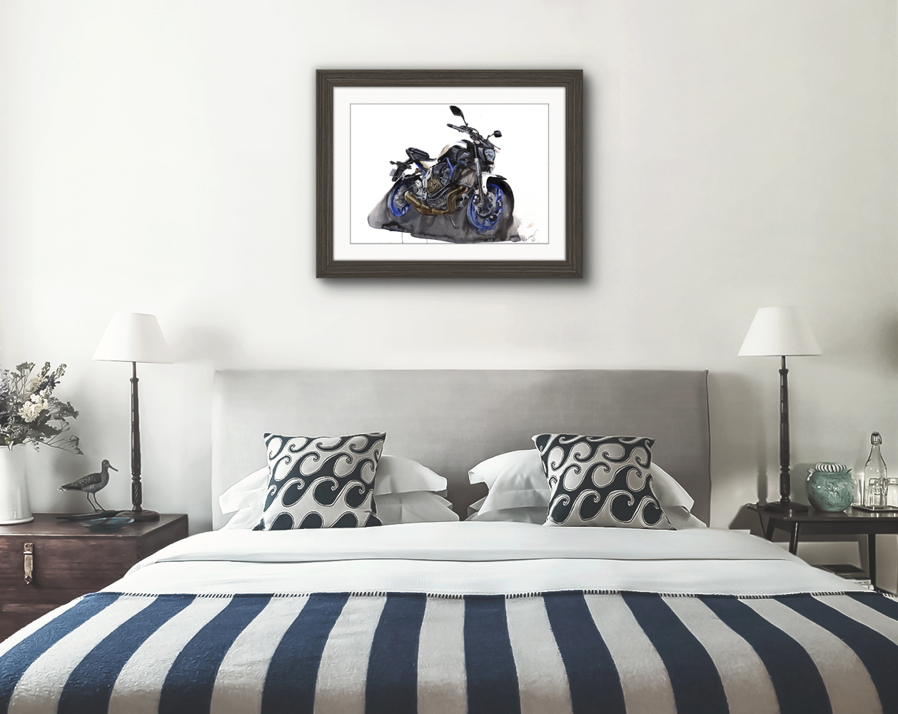 Yamaha MT07 Print. Yamaha MT07 Poster. Gifts For Him. Hand Painted Art. birthday gift