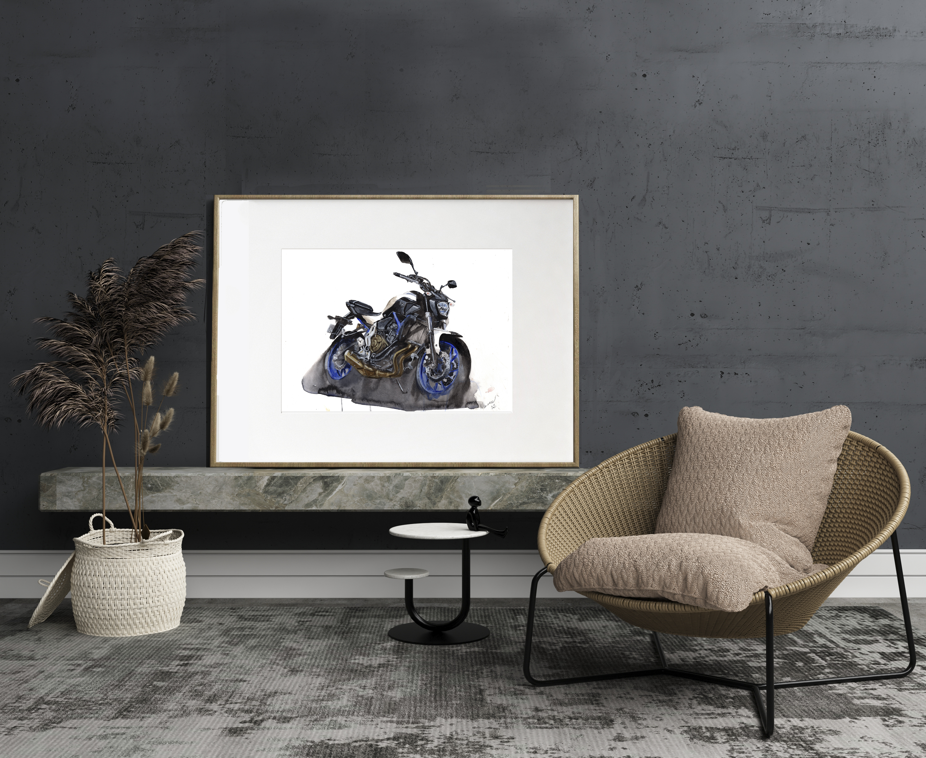 Yamaha MT07 Print. Yamaha MT07 Poster. Gifts For Him. Hand Painted Art. birthday gift