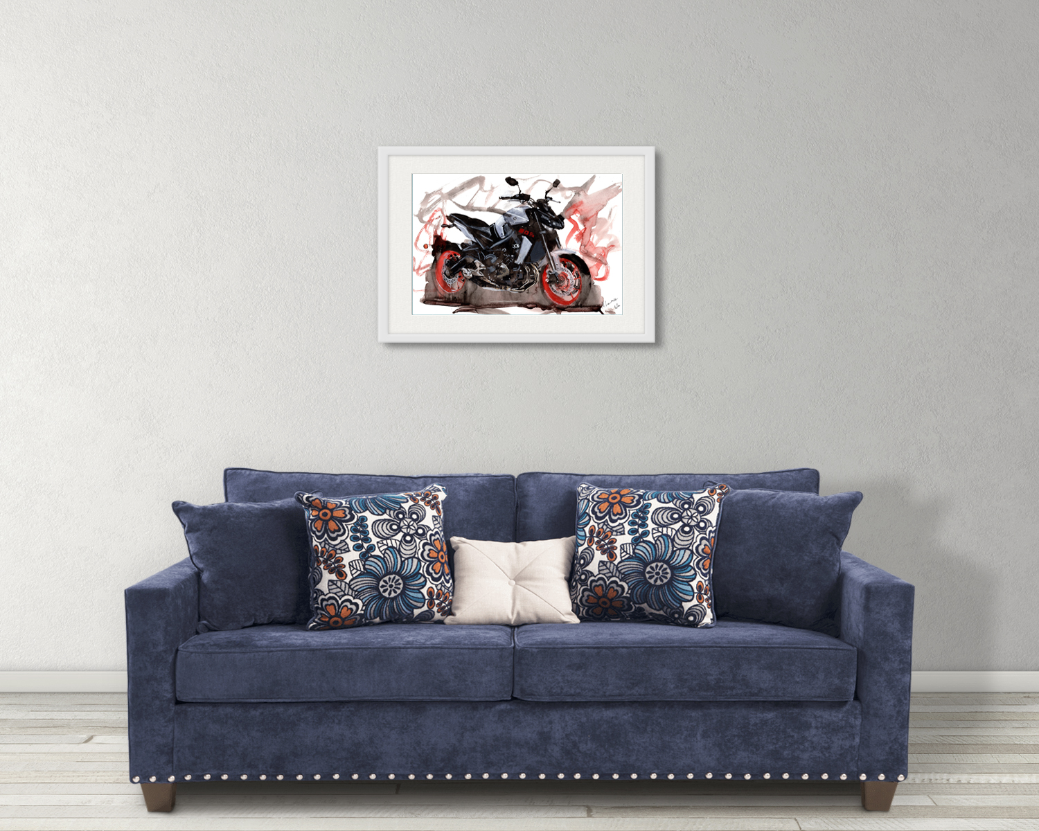 Yamaha MT09 Print. Yamaha MT09 Poster. Gifts For Him. Hand Painted Art. birthday gift