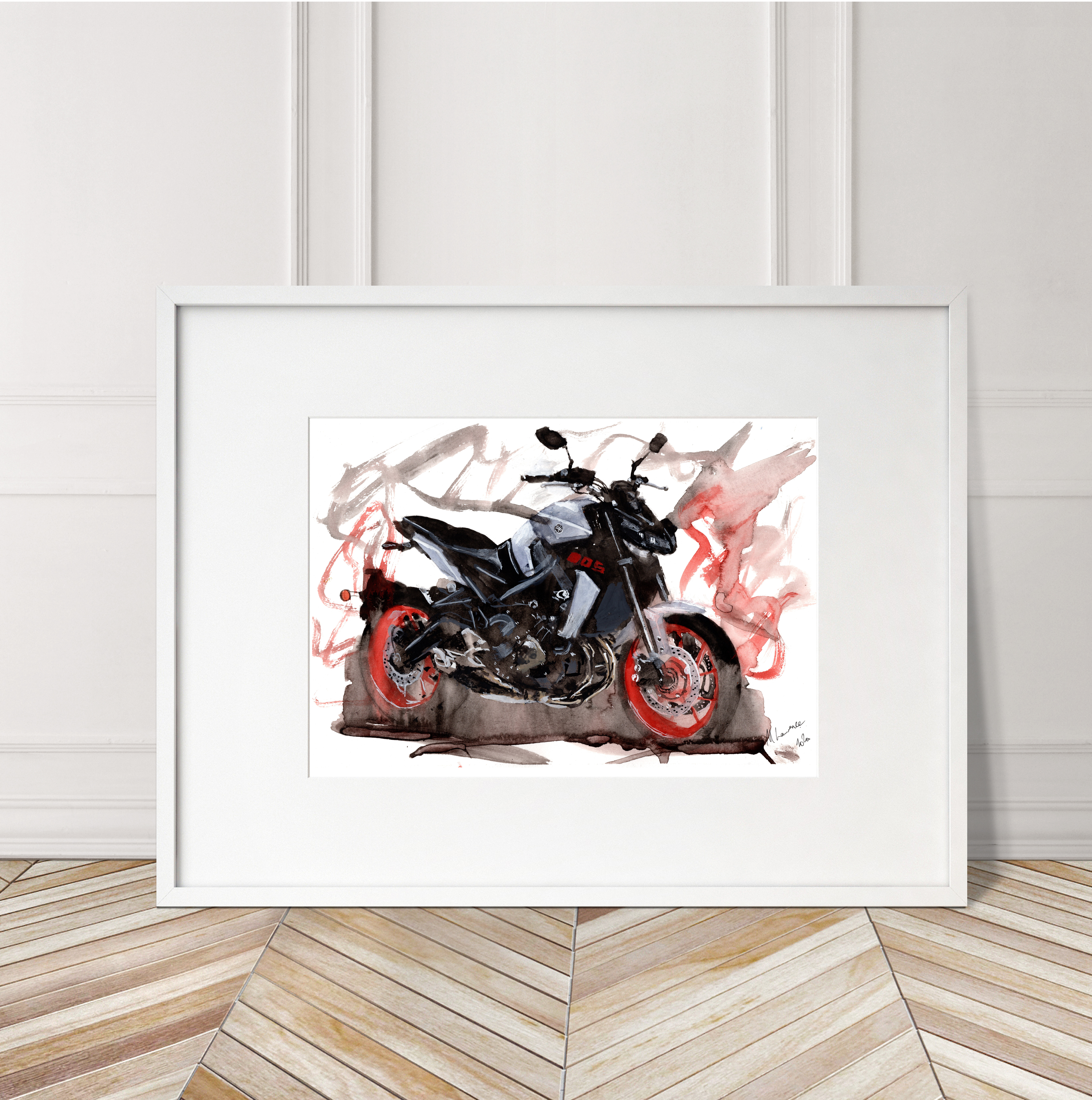 Yamaha MT09 Print. Yamaha MT09 Poster. Gifts For Him. Hand Painted Art. birthday gift