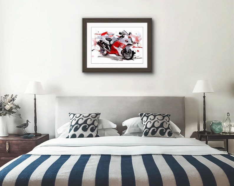 Suzuki Hayabusa Print. Suzuki Hayabusa Poster. Gifts For Him. Hand Painted Art. birthday gift
