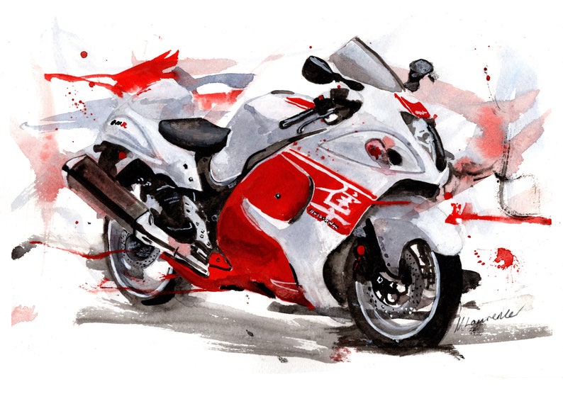 Suzuki Hayabusa Print. Suzuki Hayabusa Poster. Gifts For Him. Hand Painted Art. birthday gift
