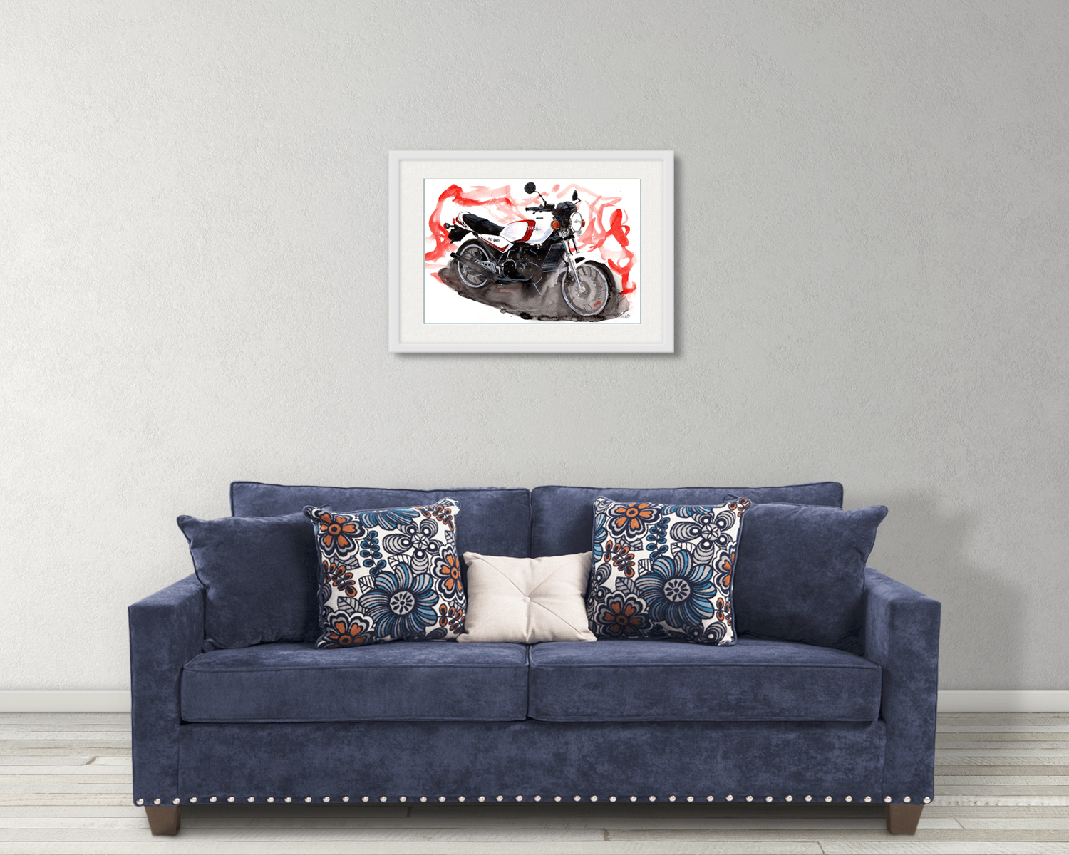 Yamaha RD350 Print. Yamaha RD350 Poster. Gifts For Him. Hand Painted Art. birthday gift