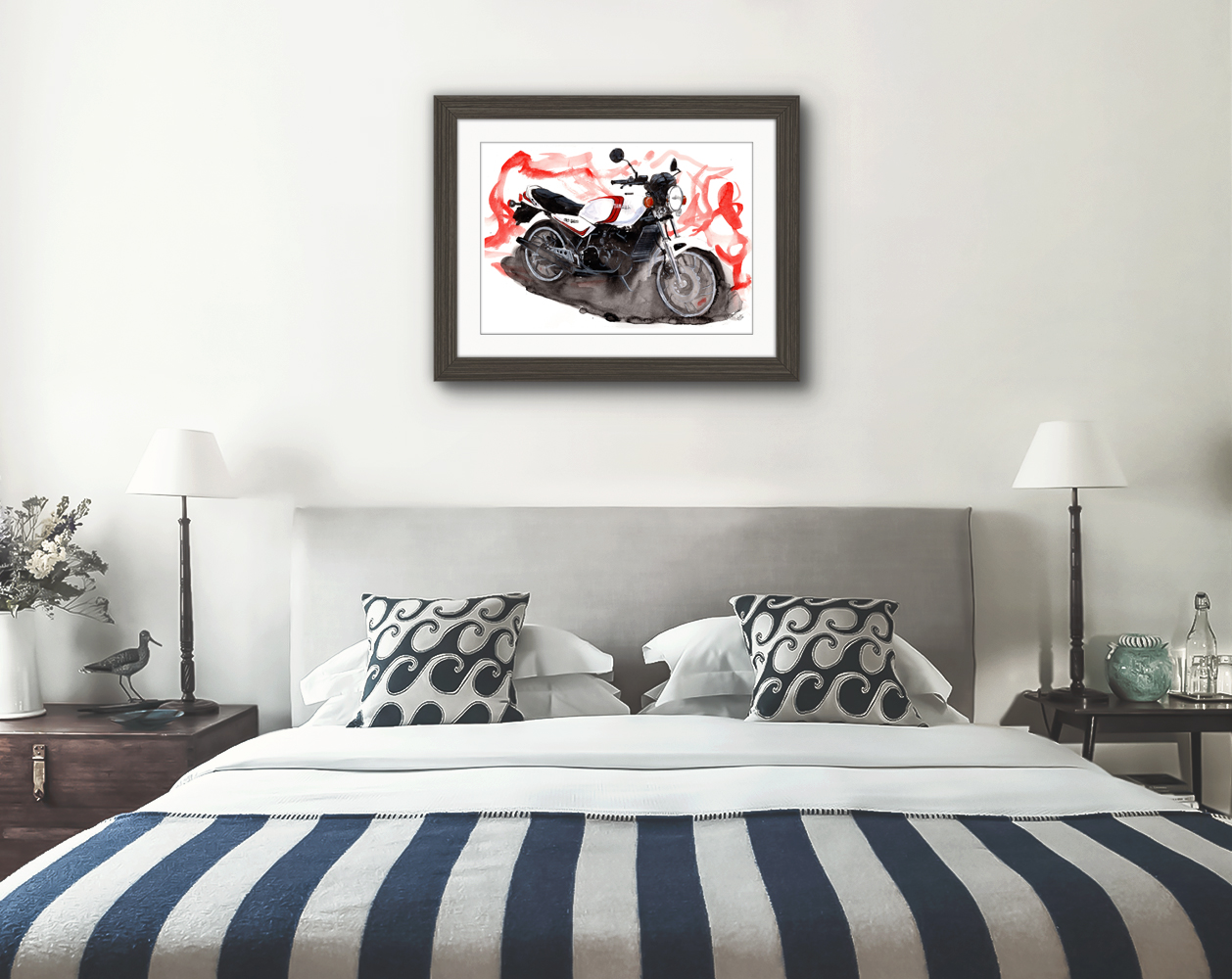 Yamaha RD350 Print. Yamaha RD350 Poster. Gifts For Him. Hand Painted Art. birthday gift