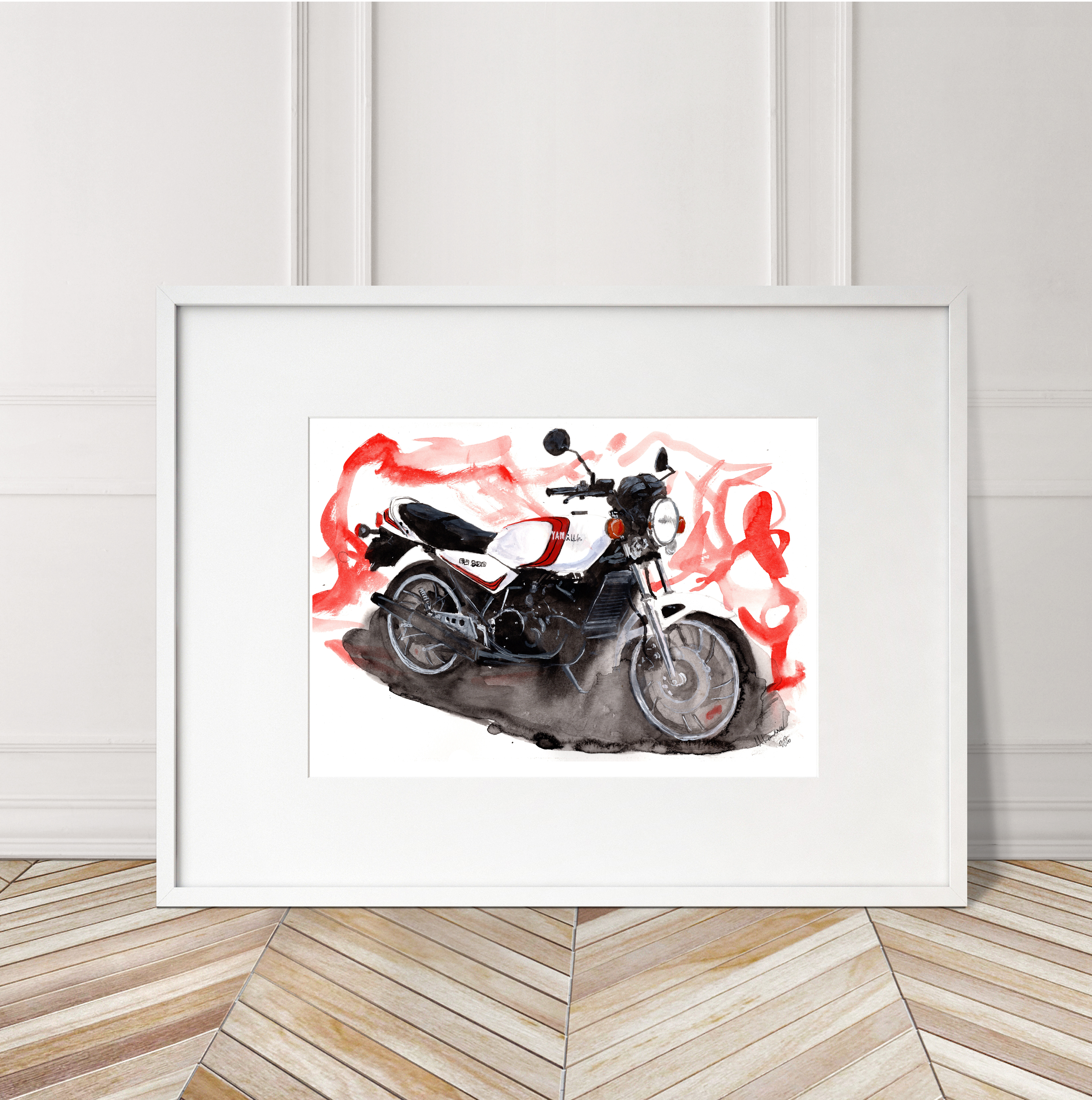 Yamaha RD350 Print. Yamaha RD350 Poster. Gifts For Him. Hand Painted Art. birthday gift