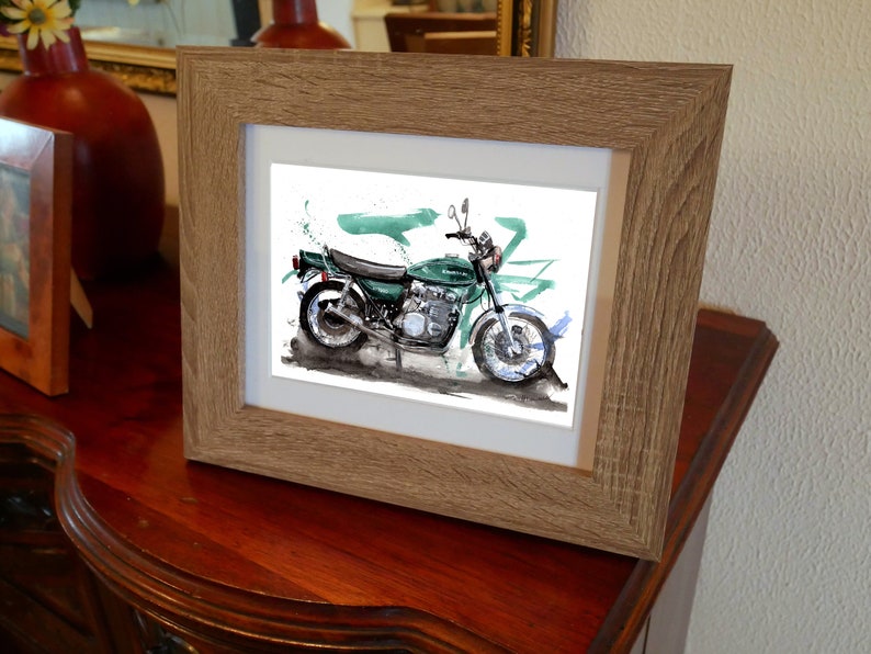 Kawasaki KZ1000 Print. Kawasaki KZ1000 Poster. Gifts For Him. Hand Painted Art. birthday gift