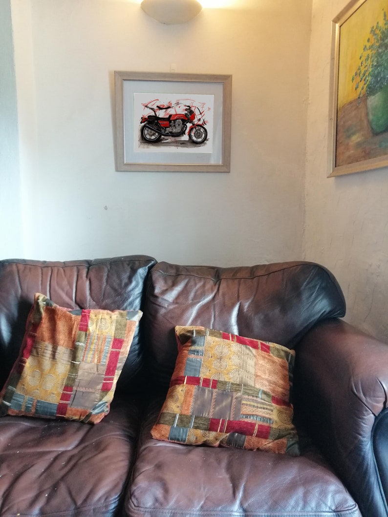 Moto Guzzi 850 Le Mans Print. Moto Guzzi 850 Le Mans Poster. Gifts For Him. Hand Painted Art. birthday gift