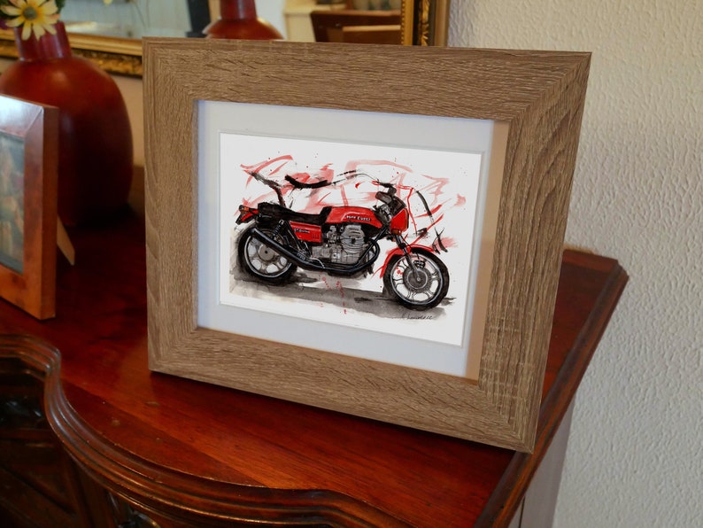 Moto Guzzi 850 Le Mans Print. Moto Guzzi 850 Le Mans Poster. Gifts For Him. Hand Painted Art. birthday gift