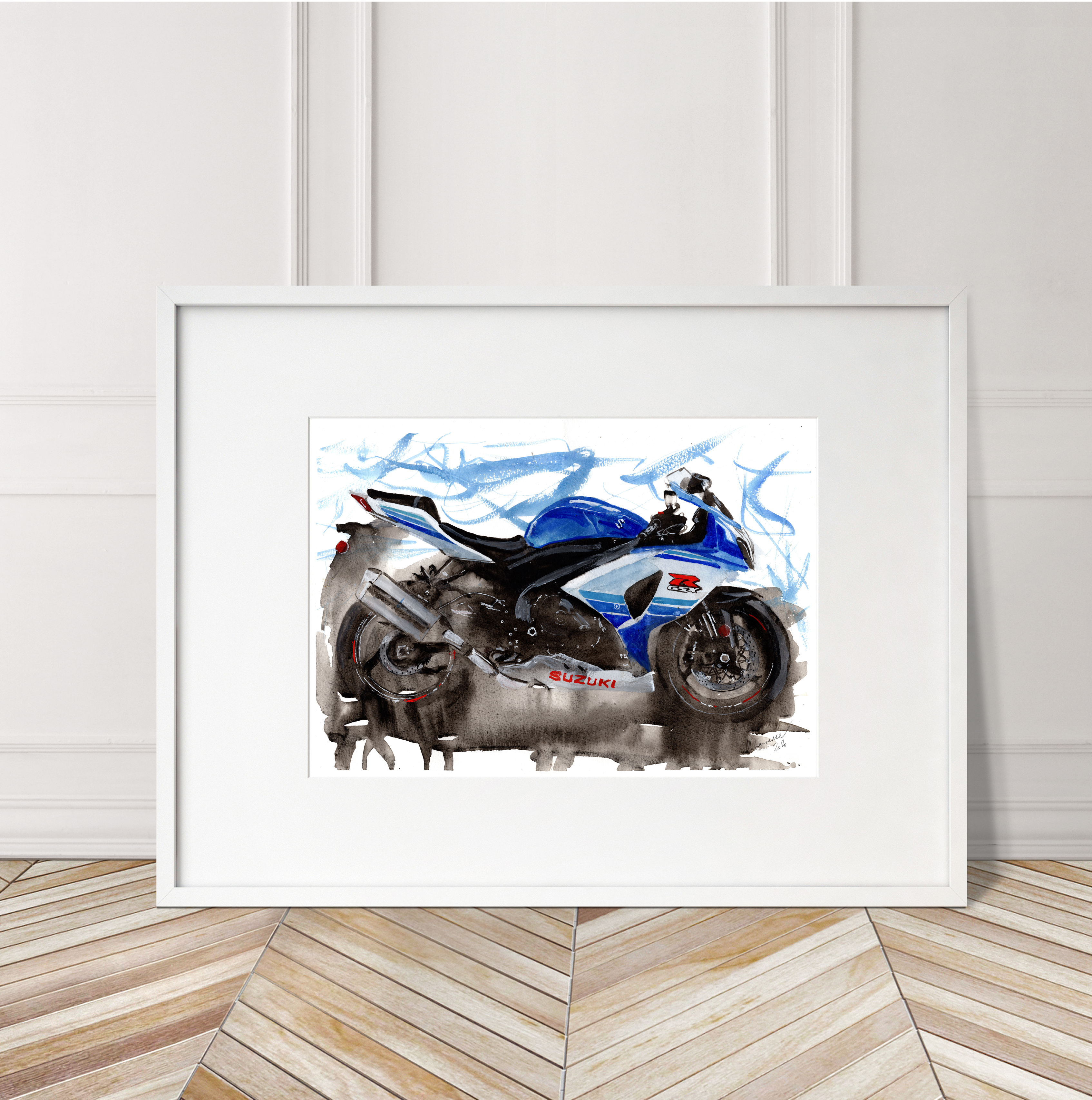 Suzuki GSXR Print. Suzuki GSXR Poster. Gifts For Him. Hand Painted Art. birthday gift