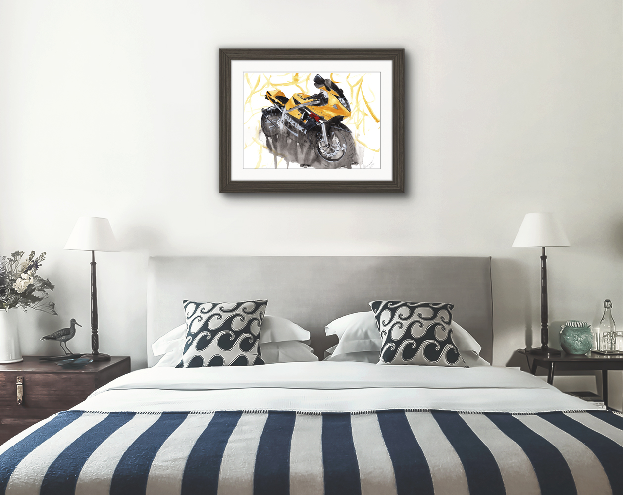 Suzuki GSXR Print. Suzuki GSXR Poster. Gifts For Him. Hand Painted Art. birthday gift