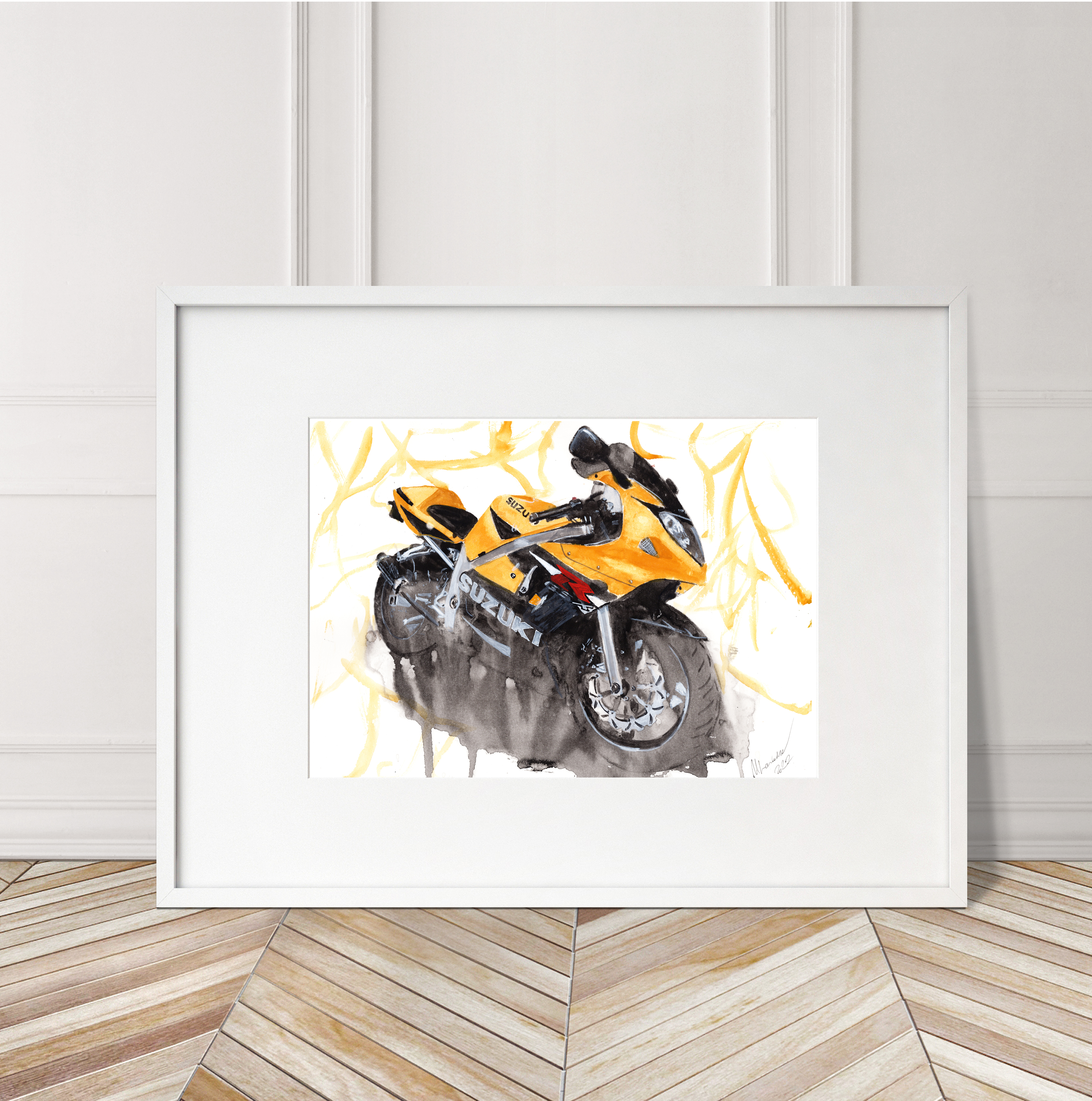 Suzuki GSXR Print. Suzuki GSXR Poster. Gifts For Him. Hand Painted Art. birthday gift