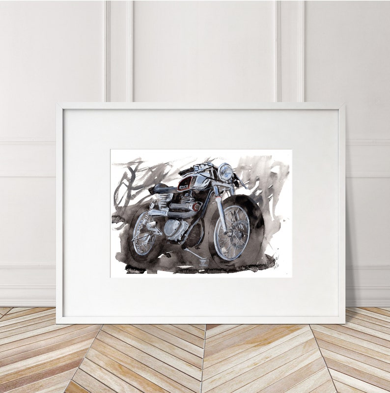 Suzuki Cafe Racer Print. Suzuki Cafe Racer Poster. Gifts For Him. Hand Painted Art. birthday gift