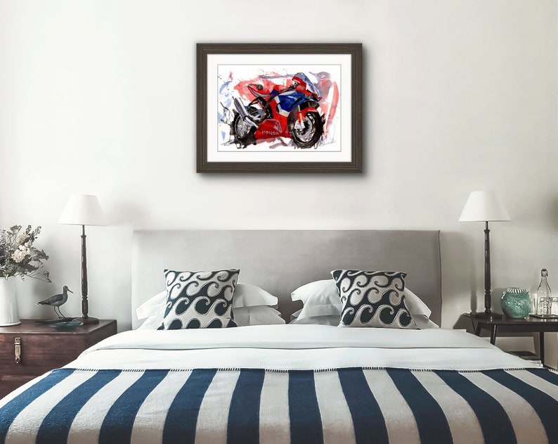 Honda Fireblade Print. Honda Fireblade Poster. Gifts For Him. Hand Painted Art. birthday gift