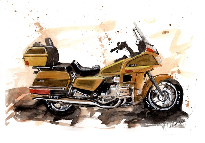 Honda Goldwing Print. Honda Goldwing Poster. Gifts For Him. Hand Painted Art. birthday gift