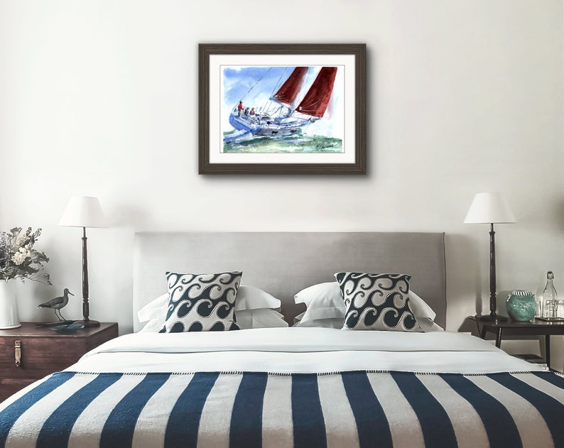 Beneteau Yacht Print. Beneteau Poster. Gifts For Him. Hand Painted Art. birthday gift