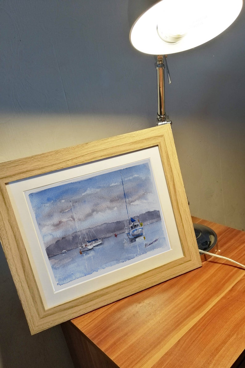Anchorage Yacht Print. Sailing Poster. Gifts For Him. Hand Painted Art. birthday gift