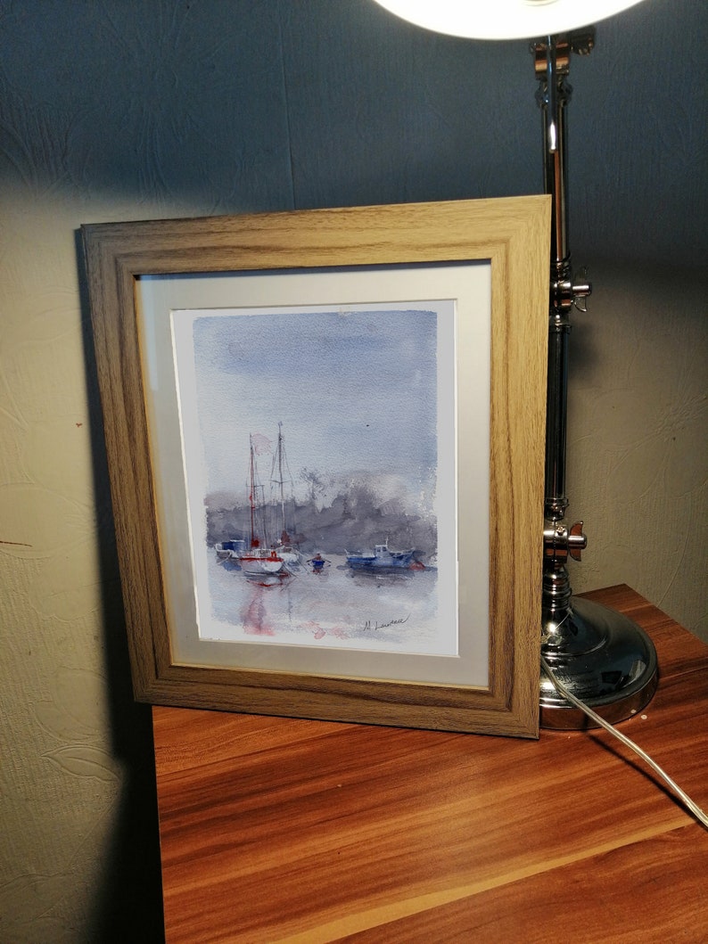 Anchorage Yacht Print. Sailing Poster. Gifts For Him. Hand Painted Art. birthday gift