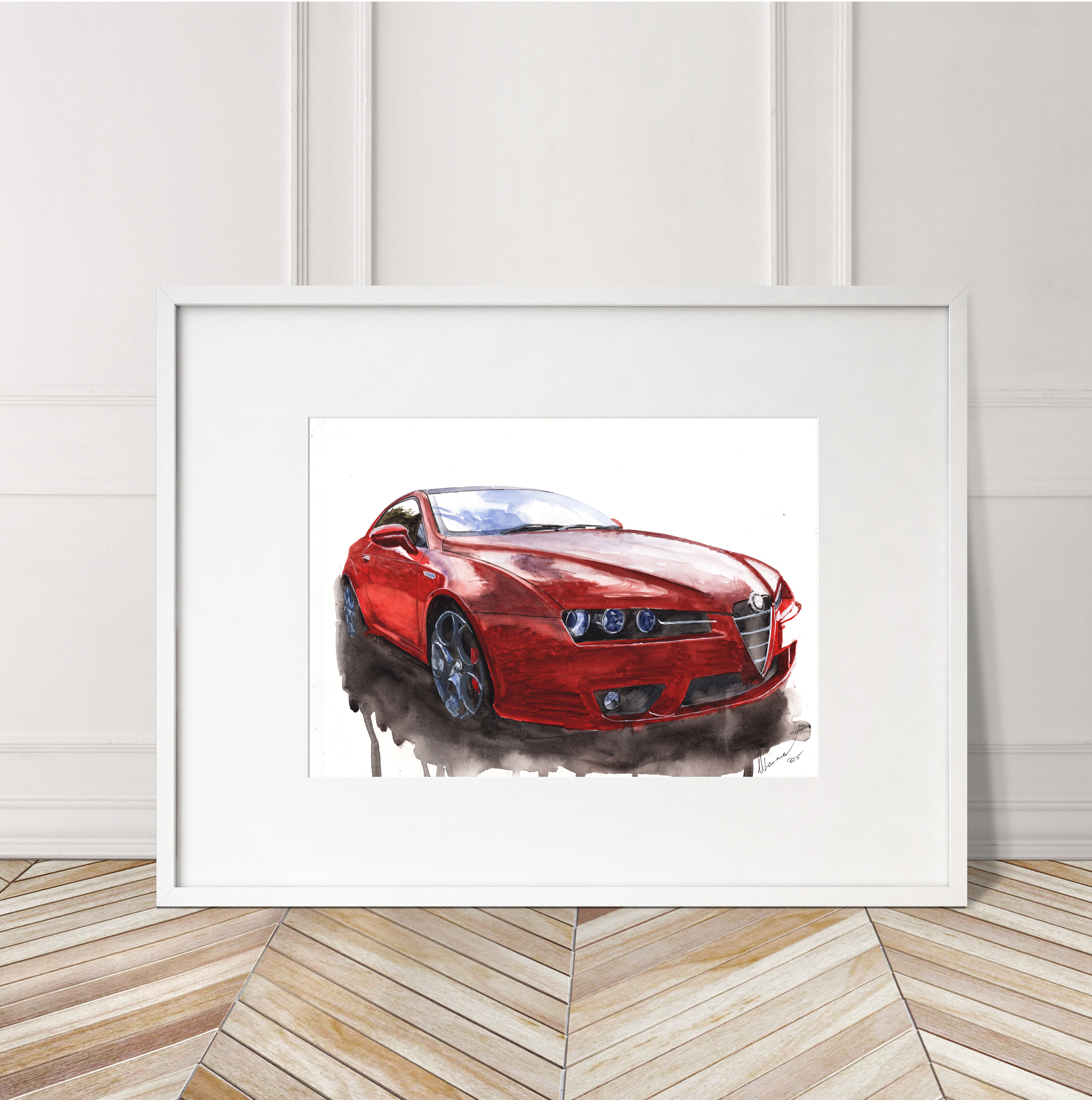 Alfa Romeo 159 Print. Alfa Romeo 159 Poster. Gifts For Him. Hand Painted Art. birthday gift