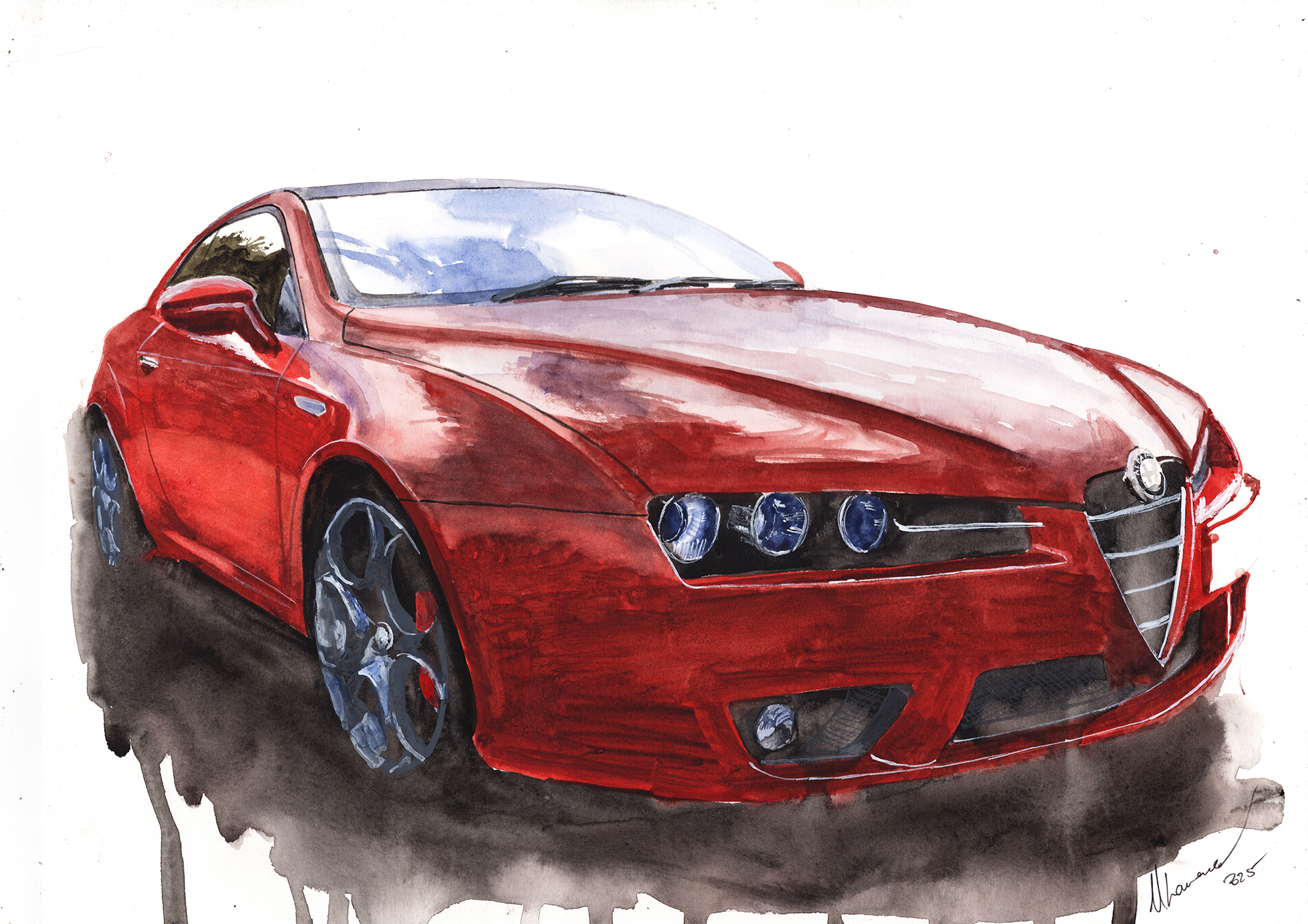 Alfa Romeo 159 Print. Alfa Romeo 159 Poster. Gifts For Him. Hand Painted Art. birthday gift