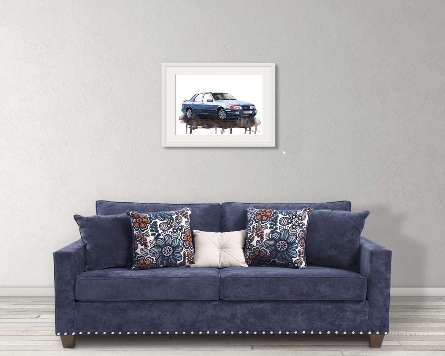 Ford Sierra Cosworth Sapphire Print. Ford Sierra Poster. Gifts For Him. Hand Painted Art. birthday gift