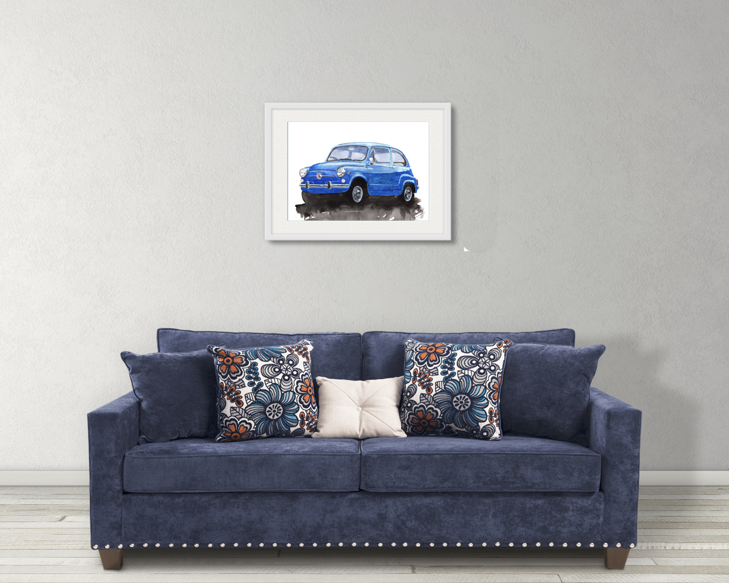 Fiat 600 Print. Fiat 600 Poster. Gifts For Him. Hand Painted Art. birthday gift