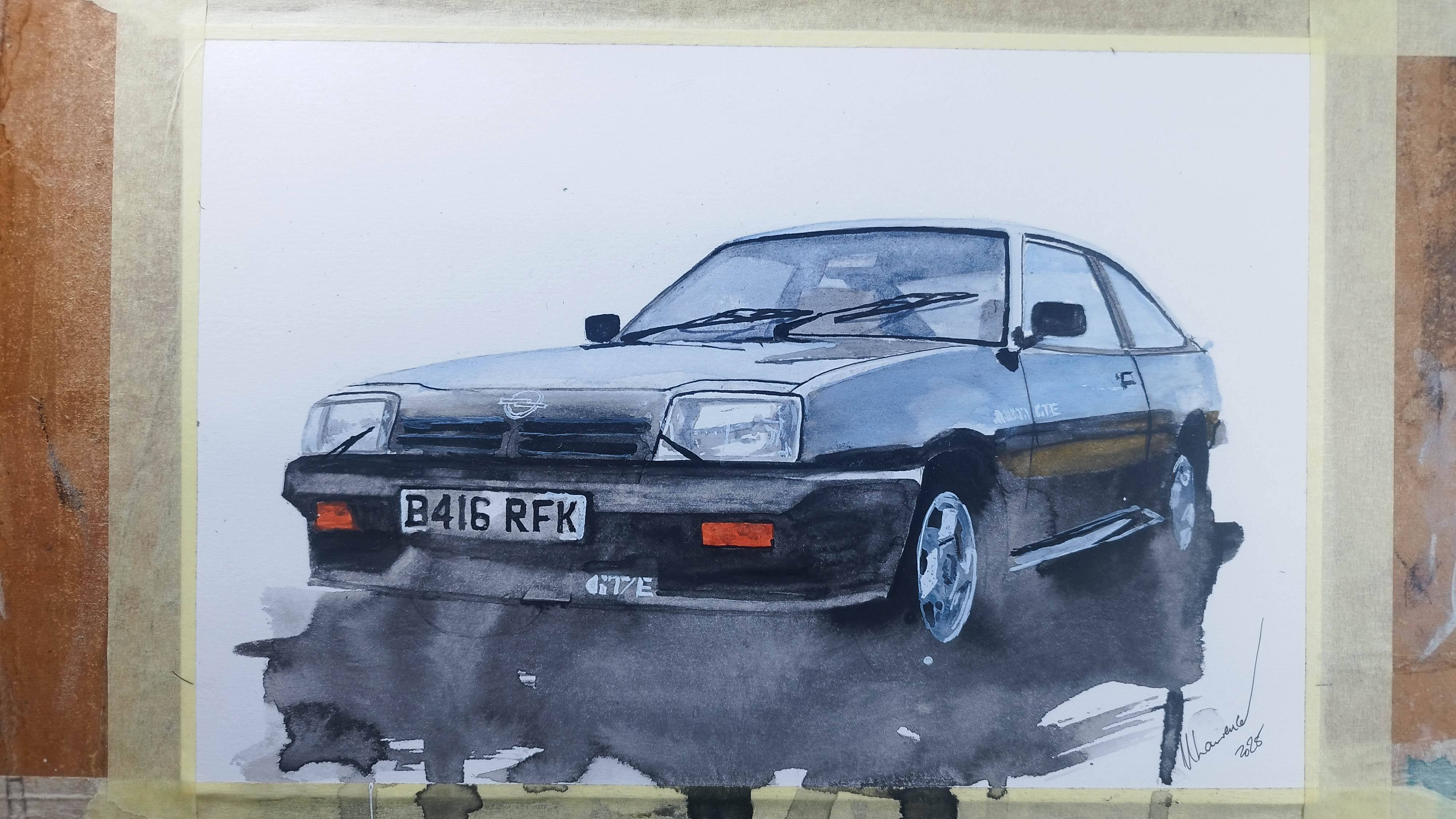 Oringinal 8" x 12" watercolour commission of Opel Manta