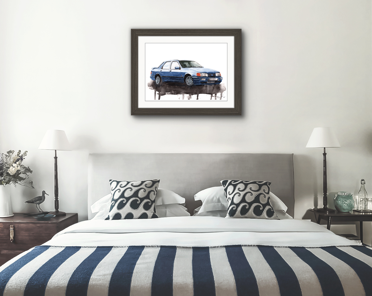 Ford Sierra Cosworth Sapphire Print. Ford Sierra Poster. Gifts For Him. Hand Painted Art. birthday gift