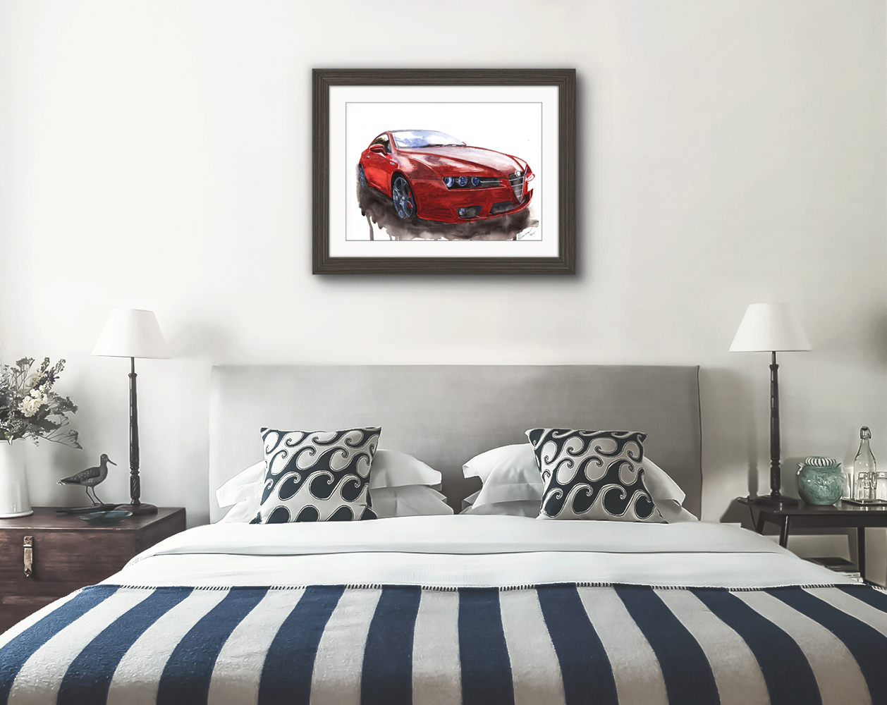 Alfa Romeo 159 Print. Alfa Romeo 159 Poster. Gifts For Him. Hand Painted Art. birthday gift
