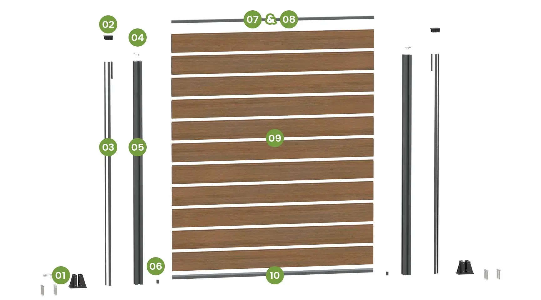 Kompositt tre gjerdeplanker