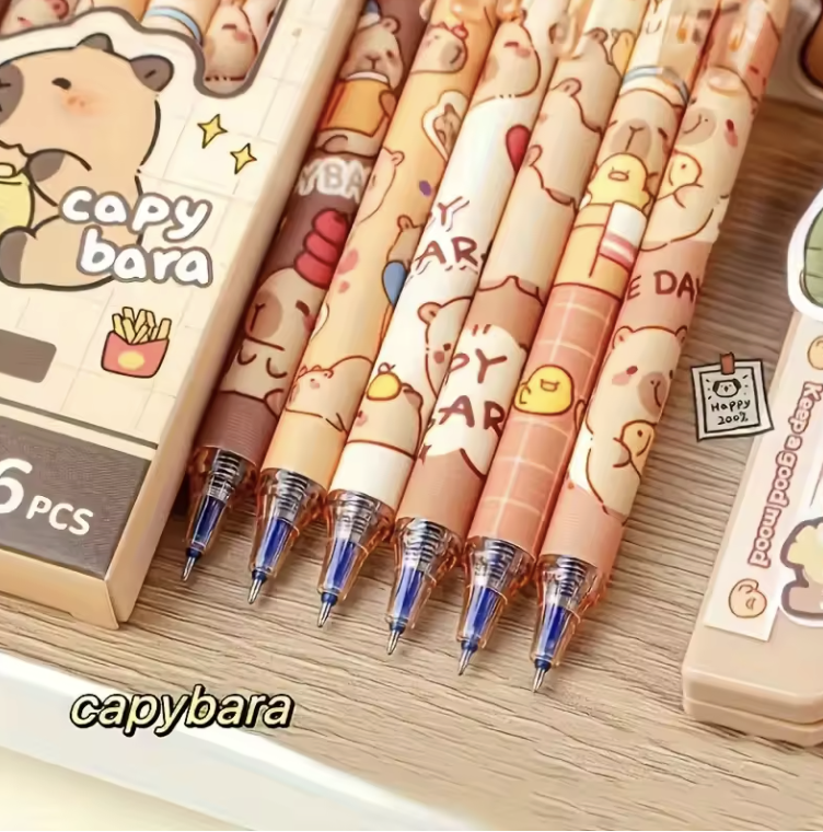 Capybara Gel Pen Set (6pcs) 