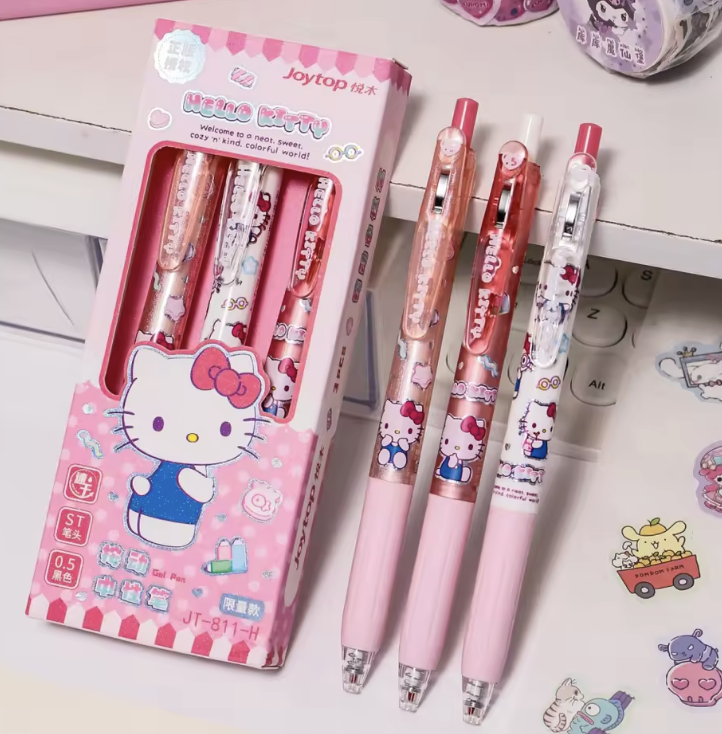 Sanrio Erasable Gel Pen Set (3pcs) Pink Hello Kitty