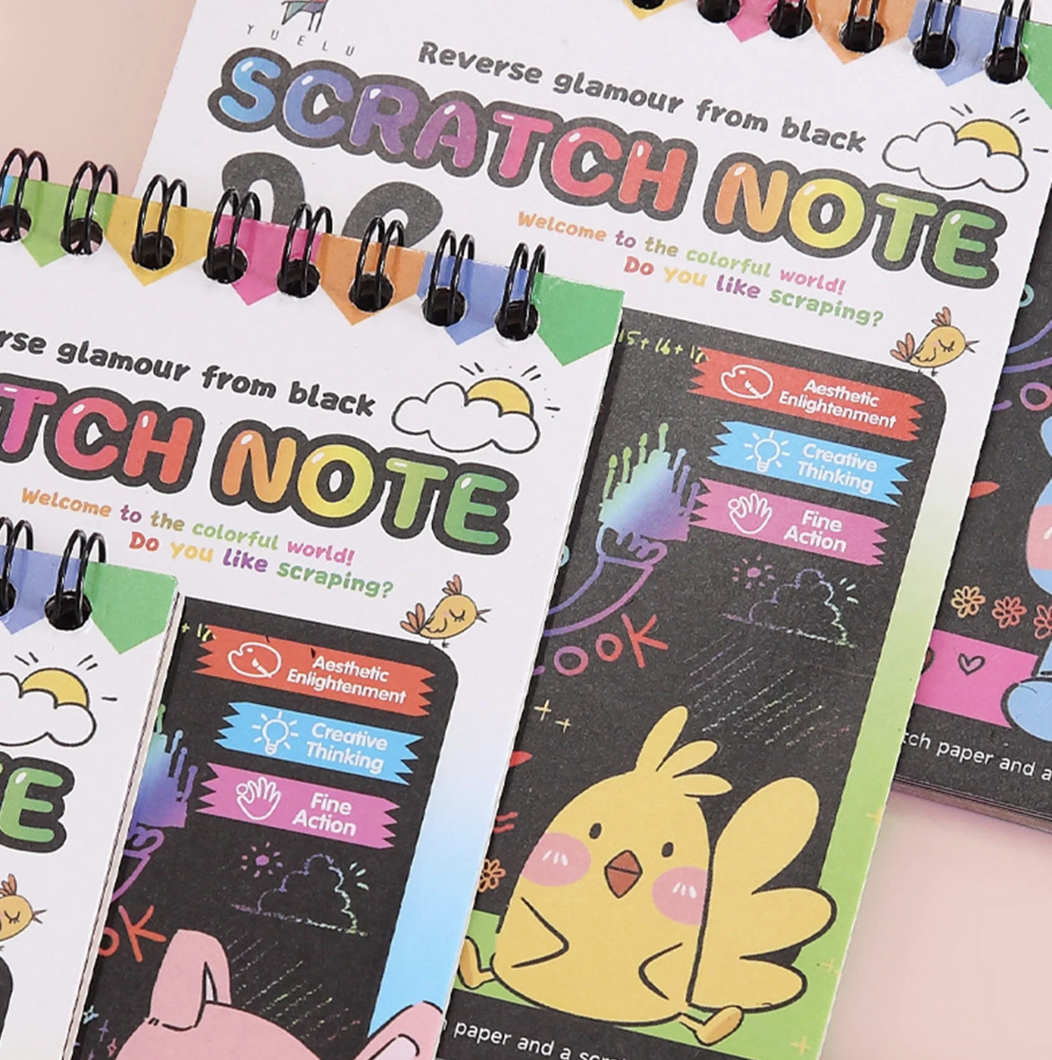 Mini Scratch Art Notebook – Rainbow Reveal Doodle Pad with Stylus (15x10cm)