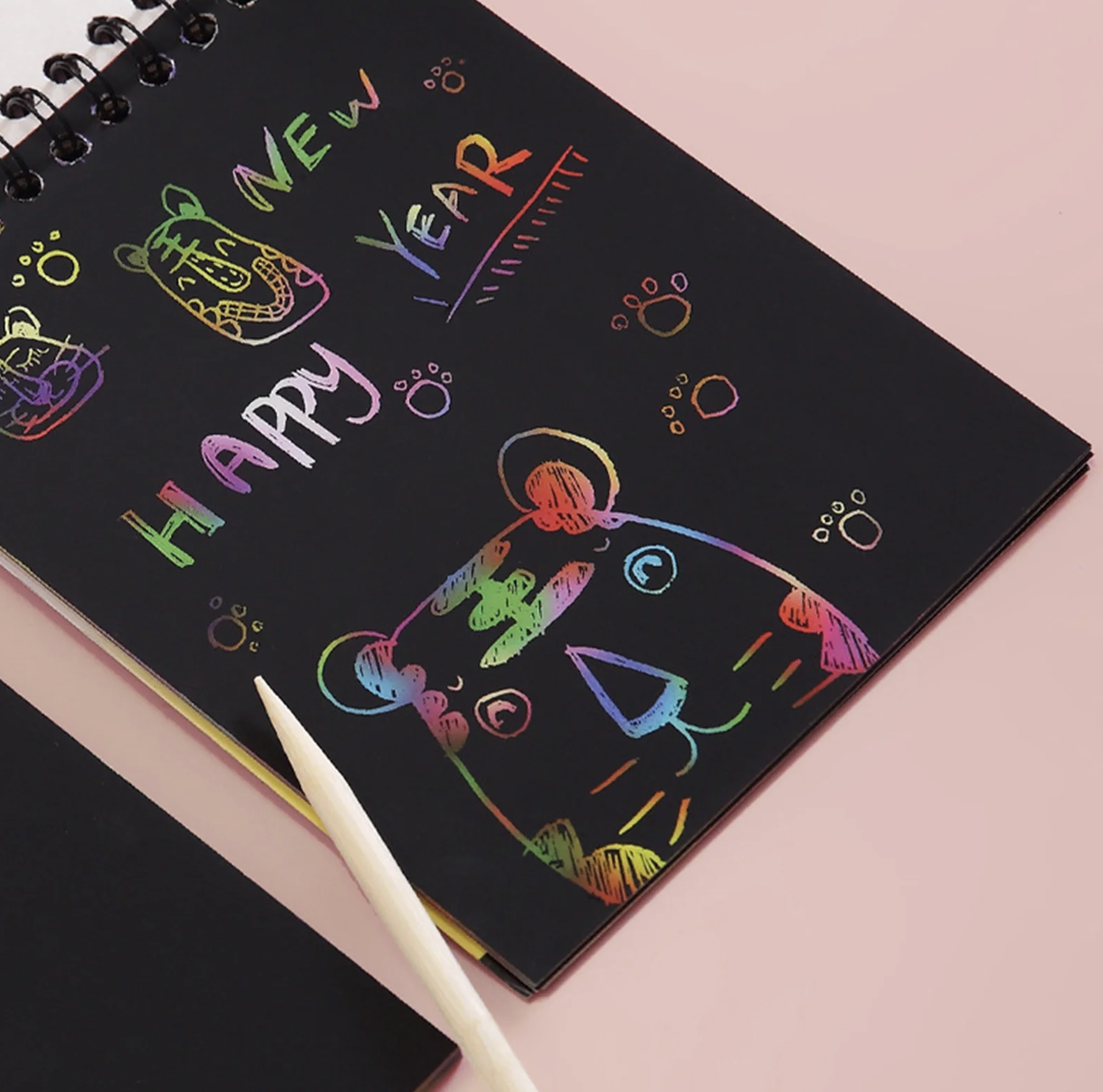 Mini Scratch Art Notebook – Rainbow Reveal Doodle Pad with Stylus (15x10cm)
